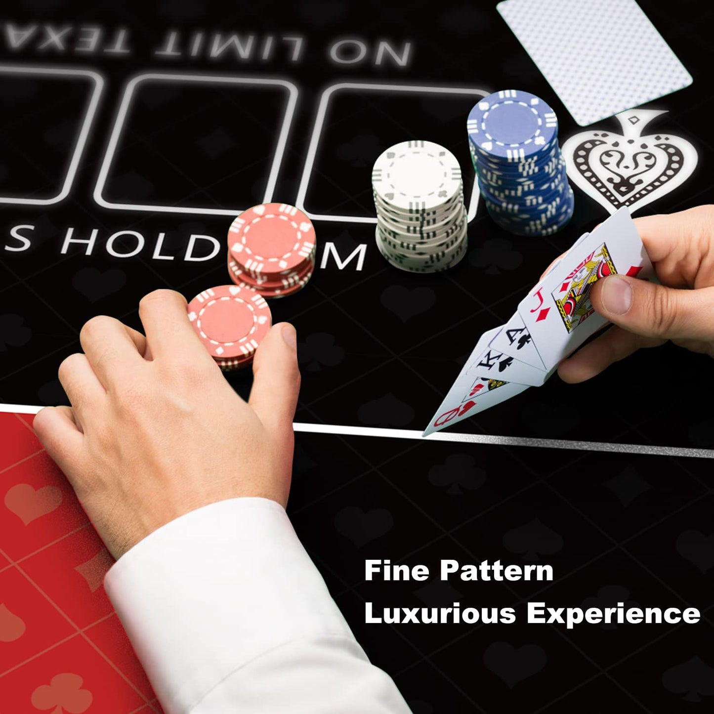 YUZPKRSI 70x35 Inch Poker Mat – 8-Player Folding Tabletop Rubber Poker Surface with Carry Bag