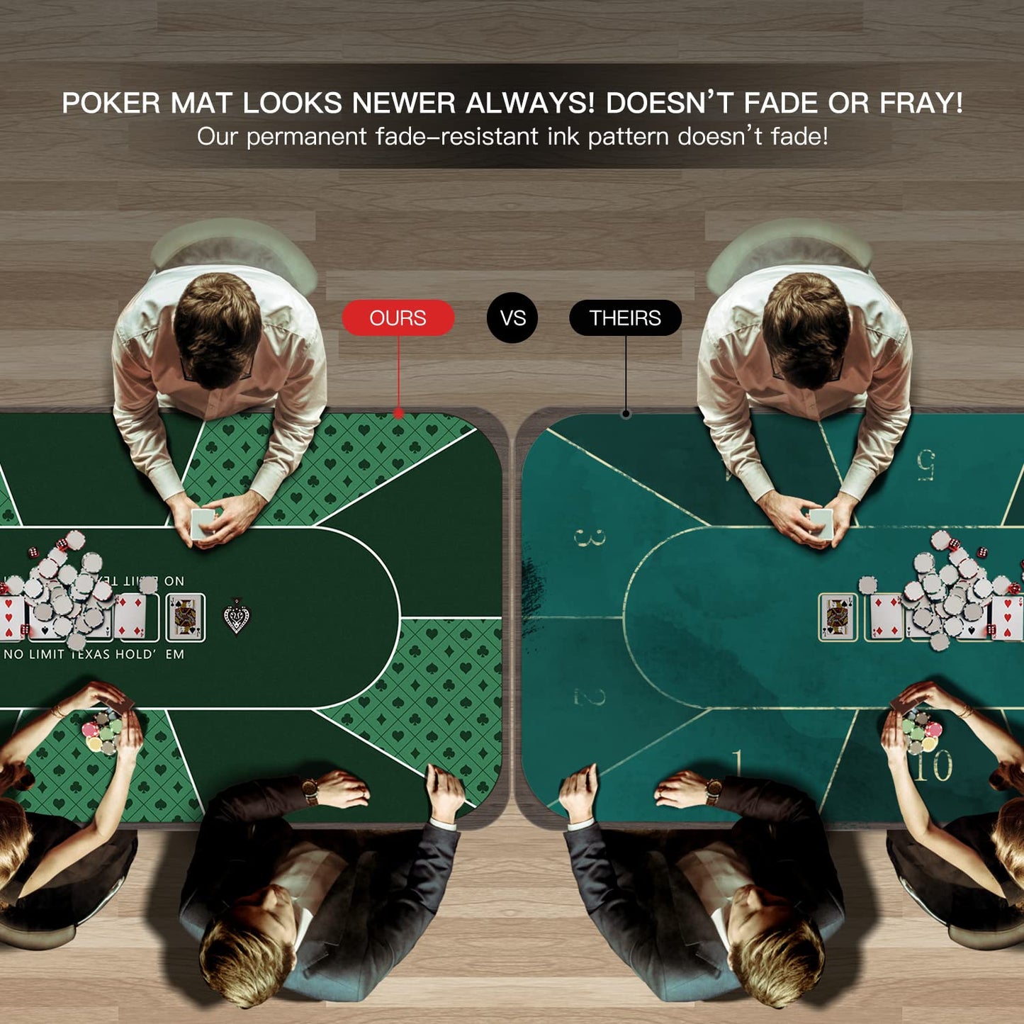 YUZPKRSI 47x23 Inch Poker Mat – 6-Player Texas Hold’em Table Top, Folding & Portable with Carry Bag
