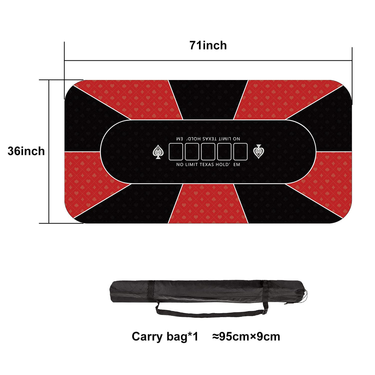 YUZPKRSI 70x35 Inch Poker Mat – 8-Player Folding Tabletop Rubber Poker Surface with Carry Bag