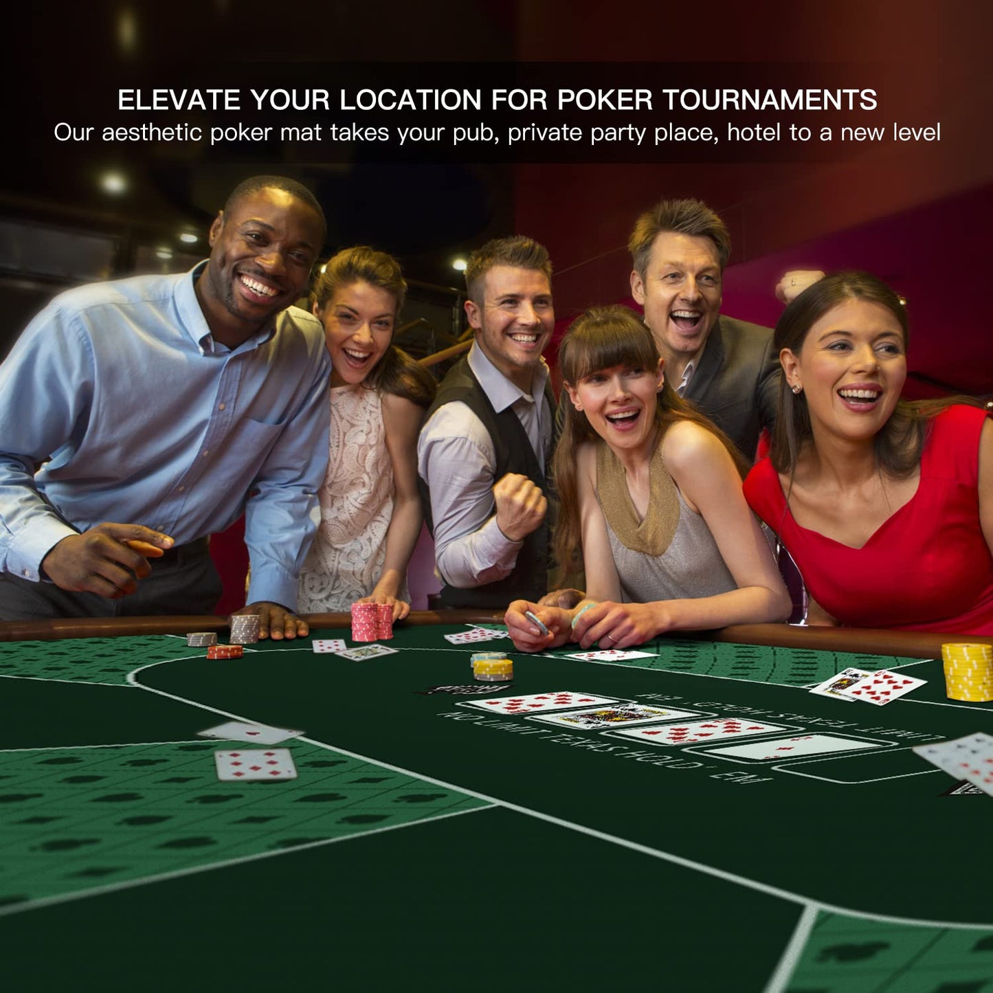YUZPKRSI 47x23 Inch Poker Mat – 6-Player Texas Hold’em Table Top, Folding & Portable with Carry Bag