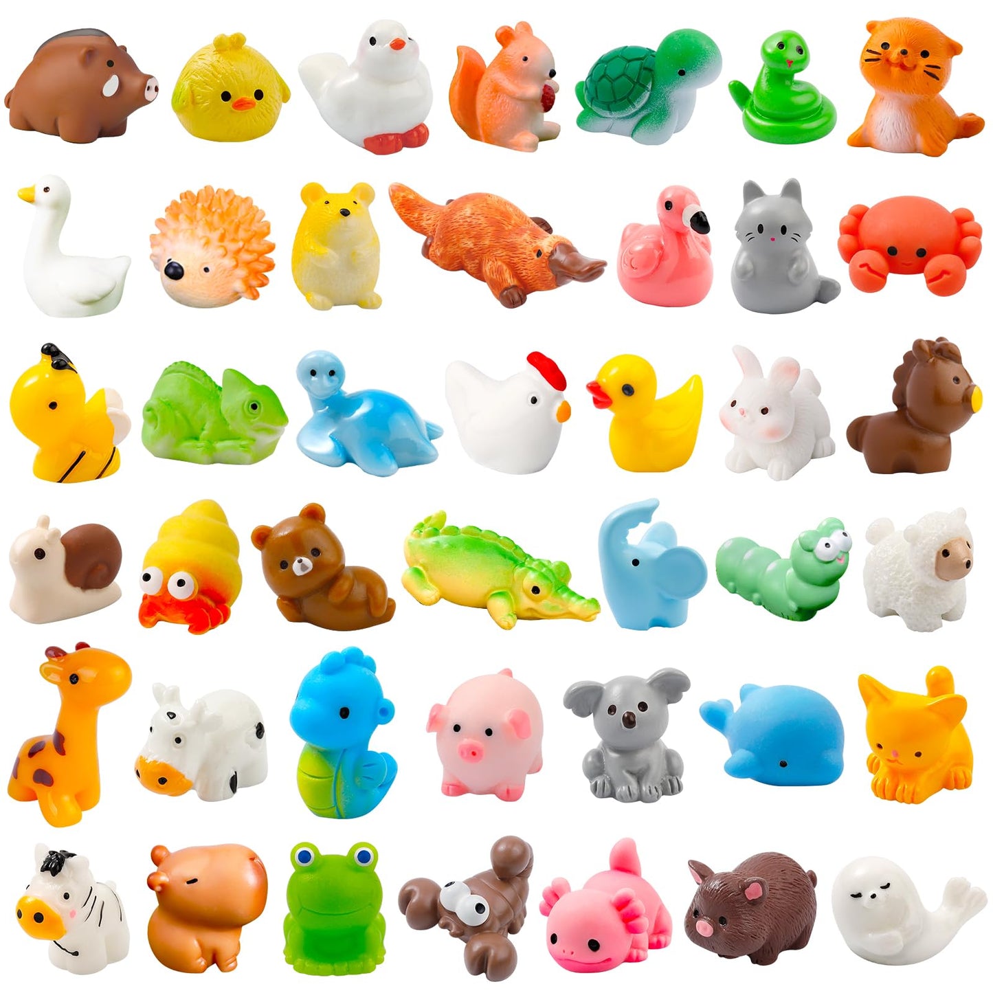 Ywevyezc 42 Pcs Mini Resin Animals - 42 Styles for Fairy Gardens & Dollhouses