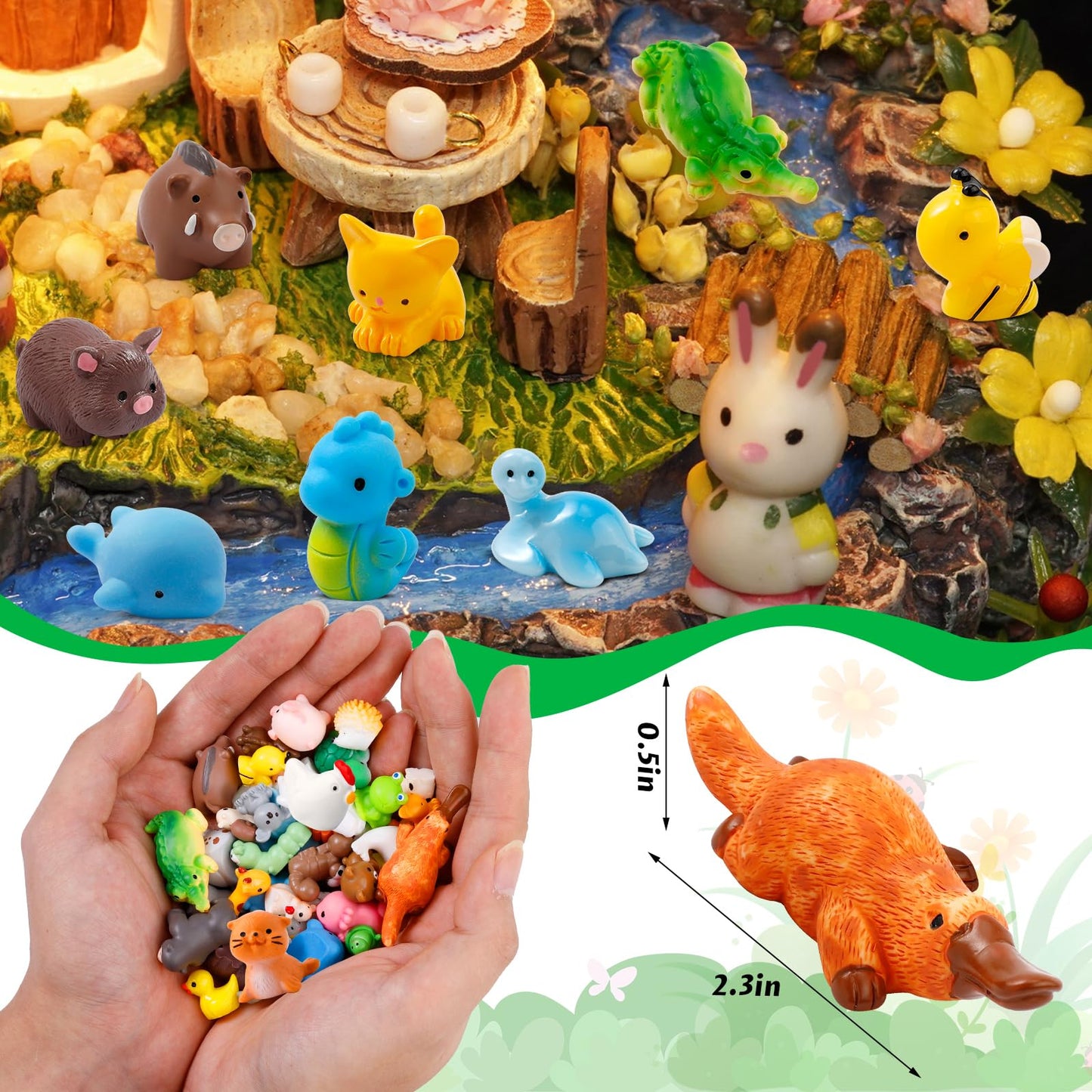 Ywevyezc 42 Pcs Mini Resin Animals - 42 Styles for Fairy Gardens & Dollhouses