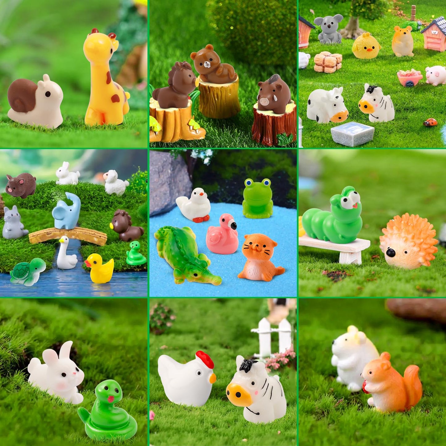 Ywevyezc 42 Pcs Mini Resin Animals - 42 Styles for Fairy Gardens & Dollhouses