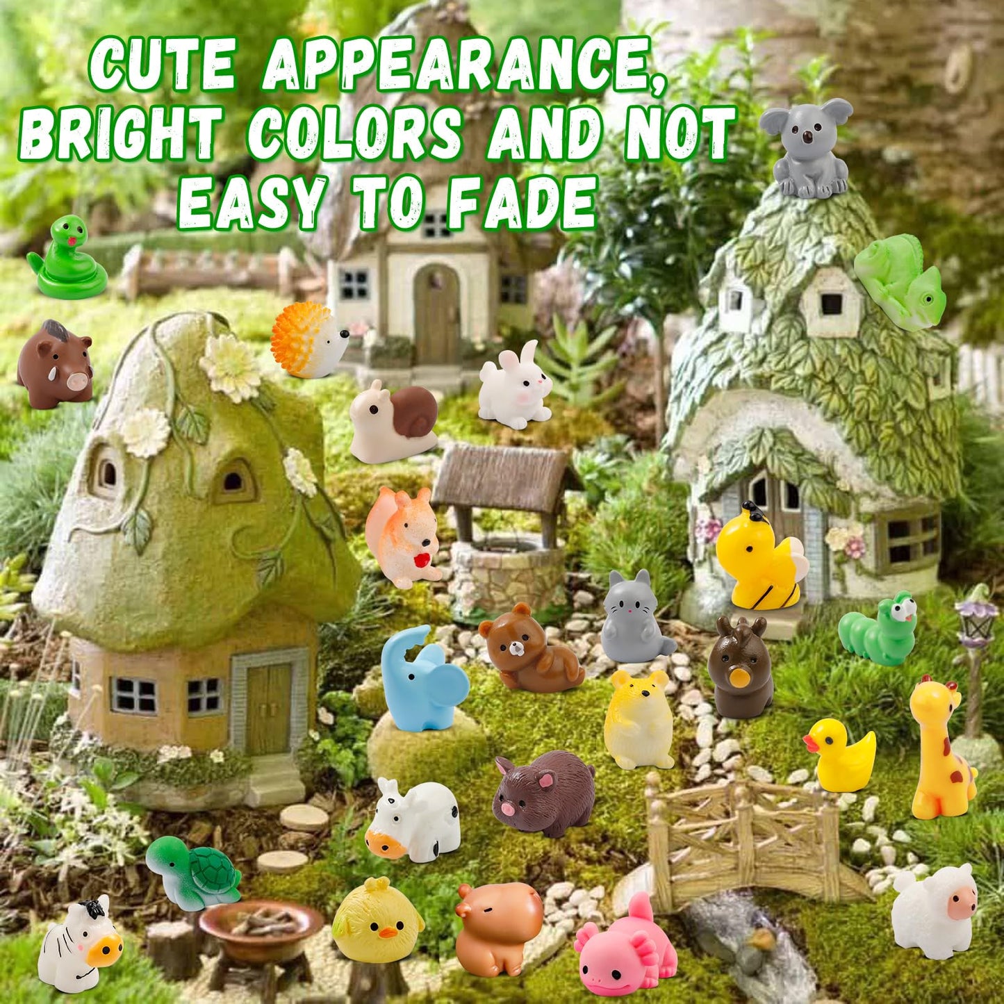 Ywevyezc 42 Pcs Mini Resin Animals - 42 Styles for Fairy Gardens & Dollhouses
