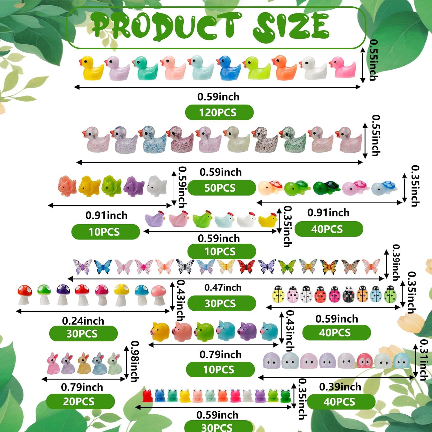Ywevyezc 420 Pcs Mini Resin Animals - 12 Styles for Fairy Garden & Dollhouse Decor
