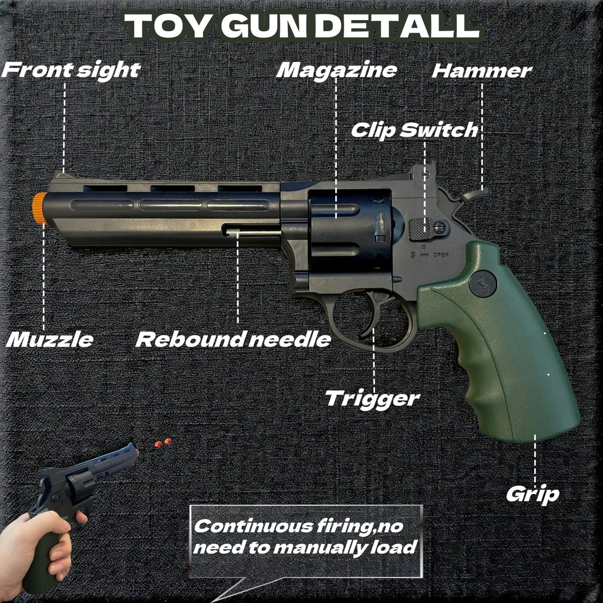 YWISJME Toy Revolver Foam Bullets – Realistic Safe Indoor/Outdoor Play