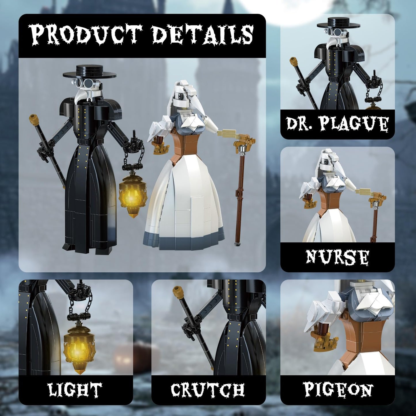 YXMUGXY Plague Doctor Building Blocks Set – Medieval Themed 500-Piece Kit