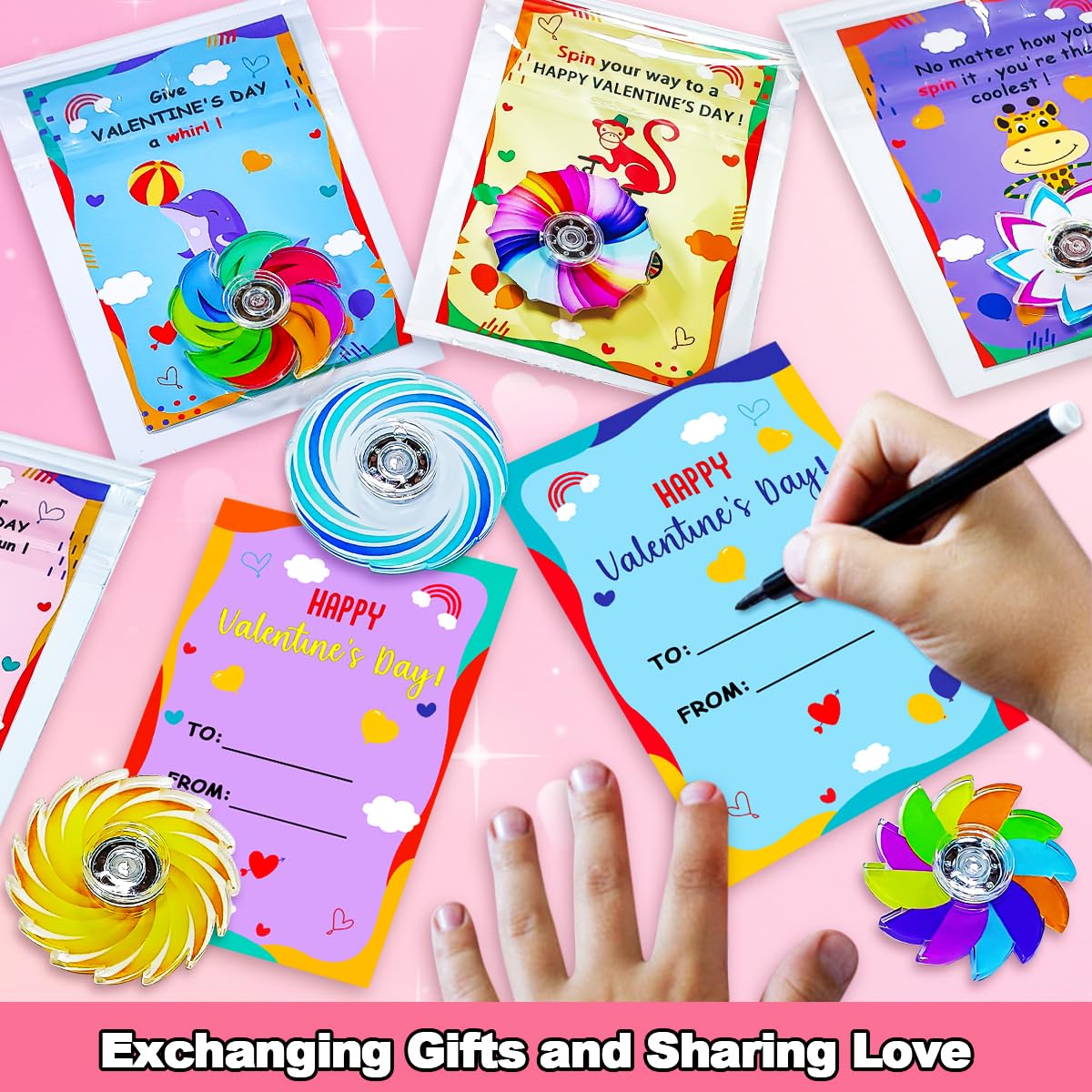 YXOTJHS 24-Pack Valentines Day Fidget Spinner Cards for Kids - Classroom Exchange