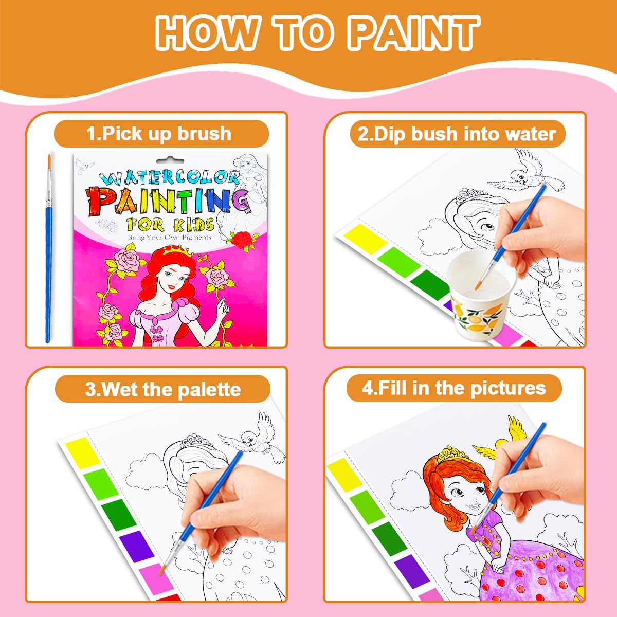 YXOTJHS Watercolor Coloring Book — Mess-Free Paint with Water for Kids 4–8
