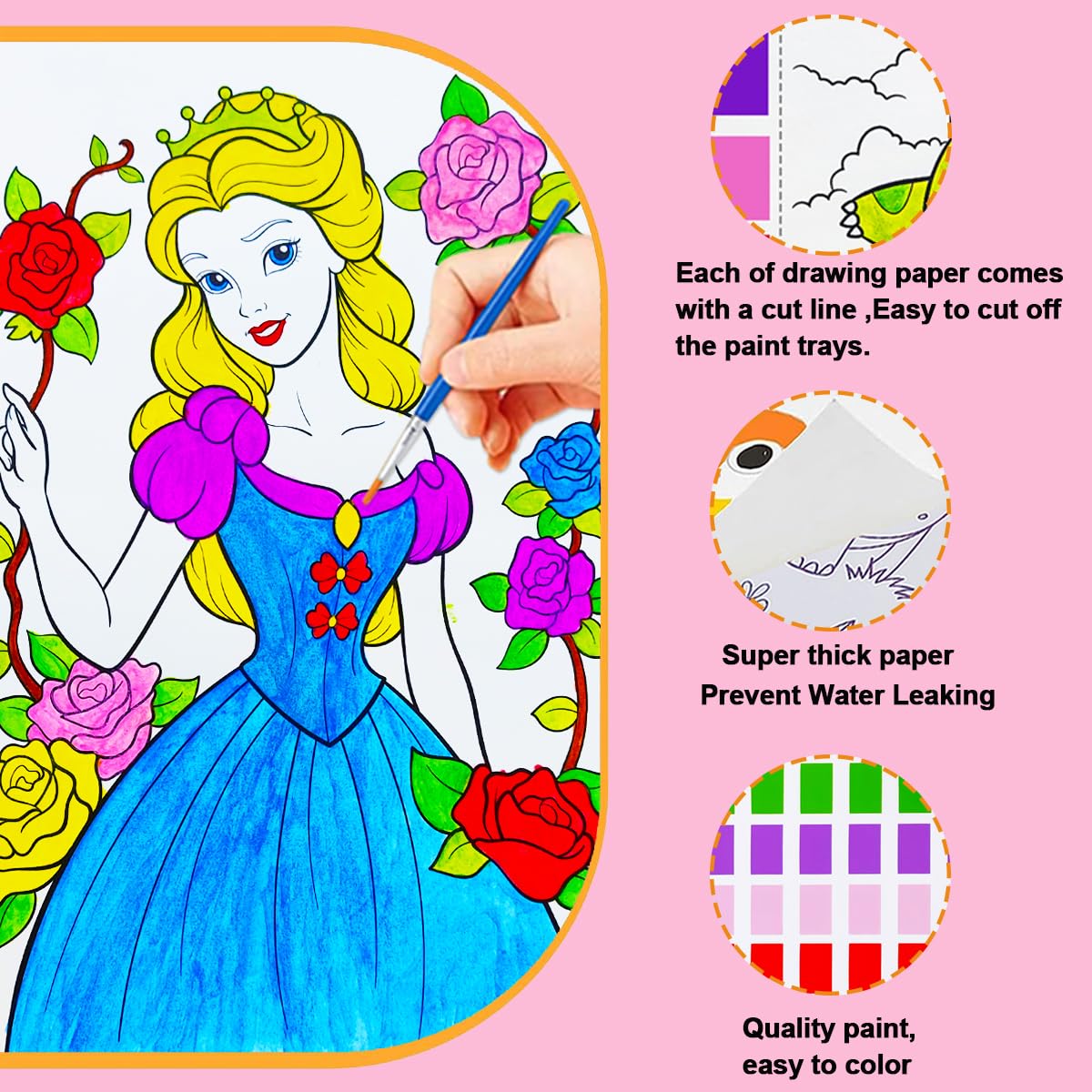 YXOTJHS Watercolor Coloring Book — Mess-Free Paint with Water for Kids 4–8