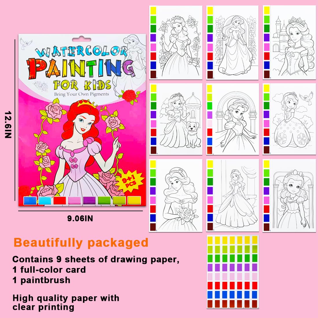 YXOTJHS Watercolor Coloring Book — Mess-Free Paint with Water for Kids 4–8