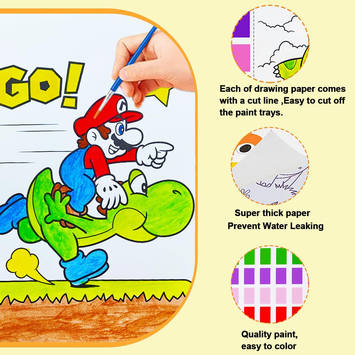 YXOTJHS Watercolor Coloring Book – Mess-Free Paint with Water Set for Kids 4-8 | Travel & Gift