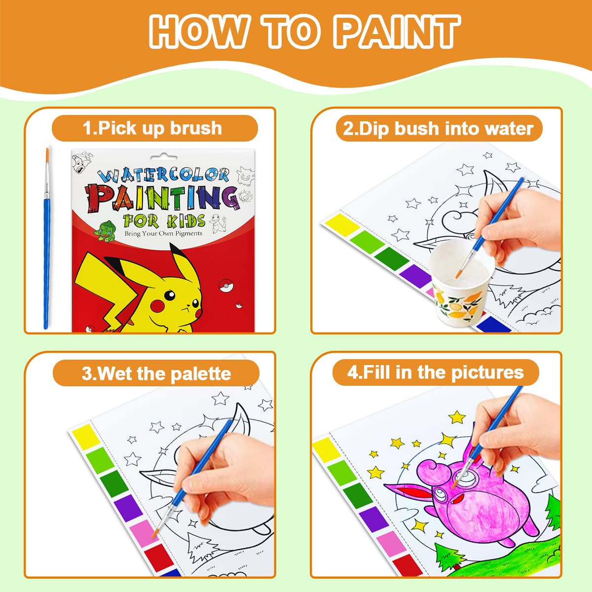 YXOTJHS Watercolor Coloring Book — Mess-Free Paint with Water for Kids 4-8 | Travel & Gifts