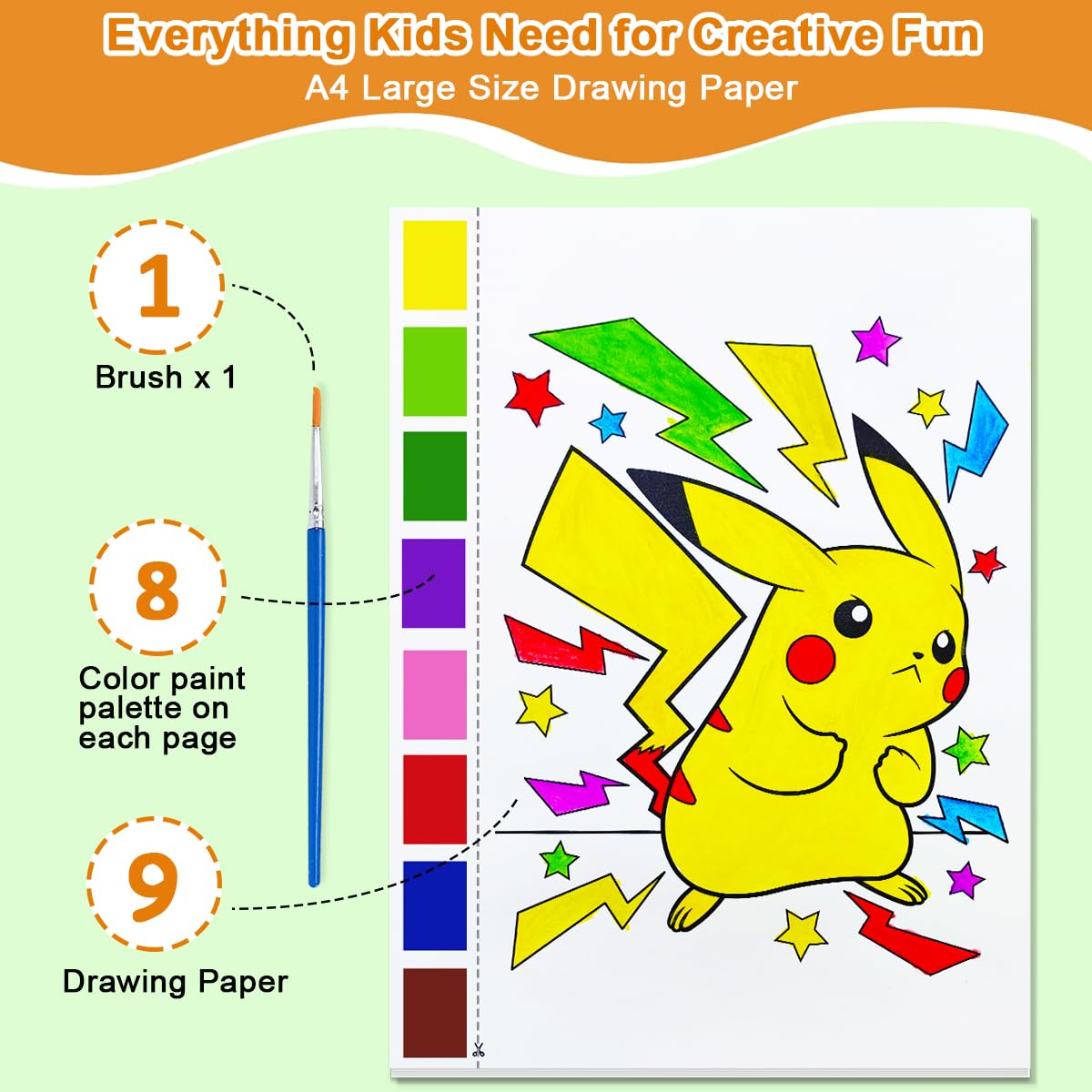 YXOTJHS Watercolor Coloring Book — Mess-Free Paint with Water for Kids 4-8 | Travel & Gifts