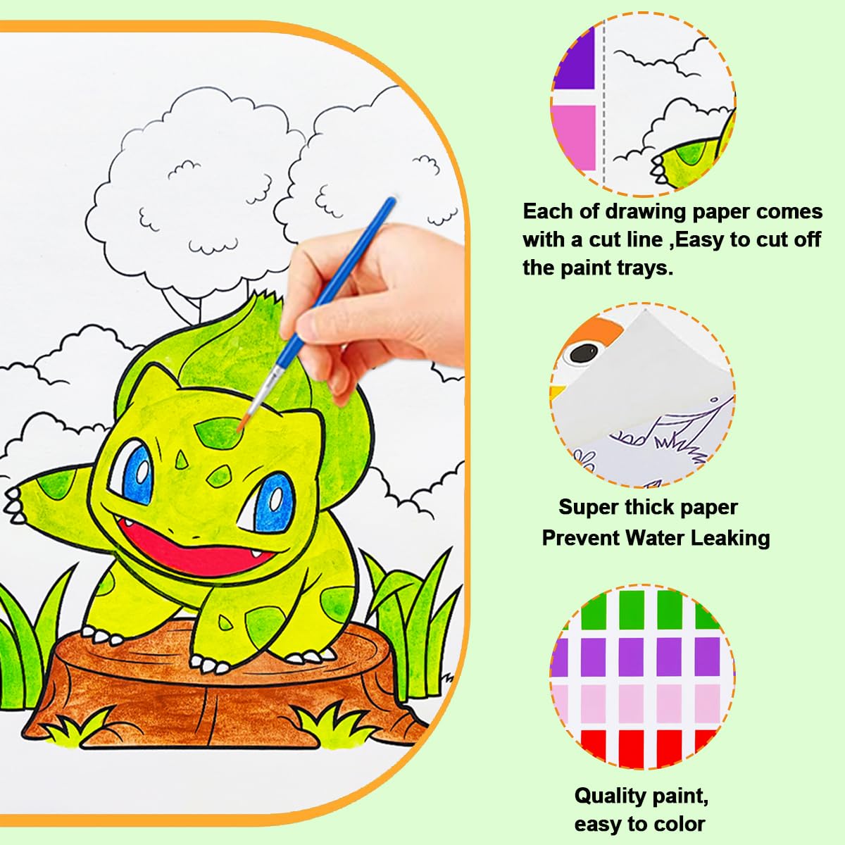 YXOTJHS Watercolor Coloring Book — Mess-Free Paint with Water for Kids 4-8 | Travel & Gifts