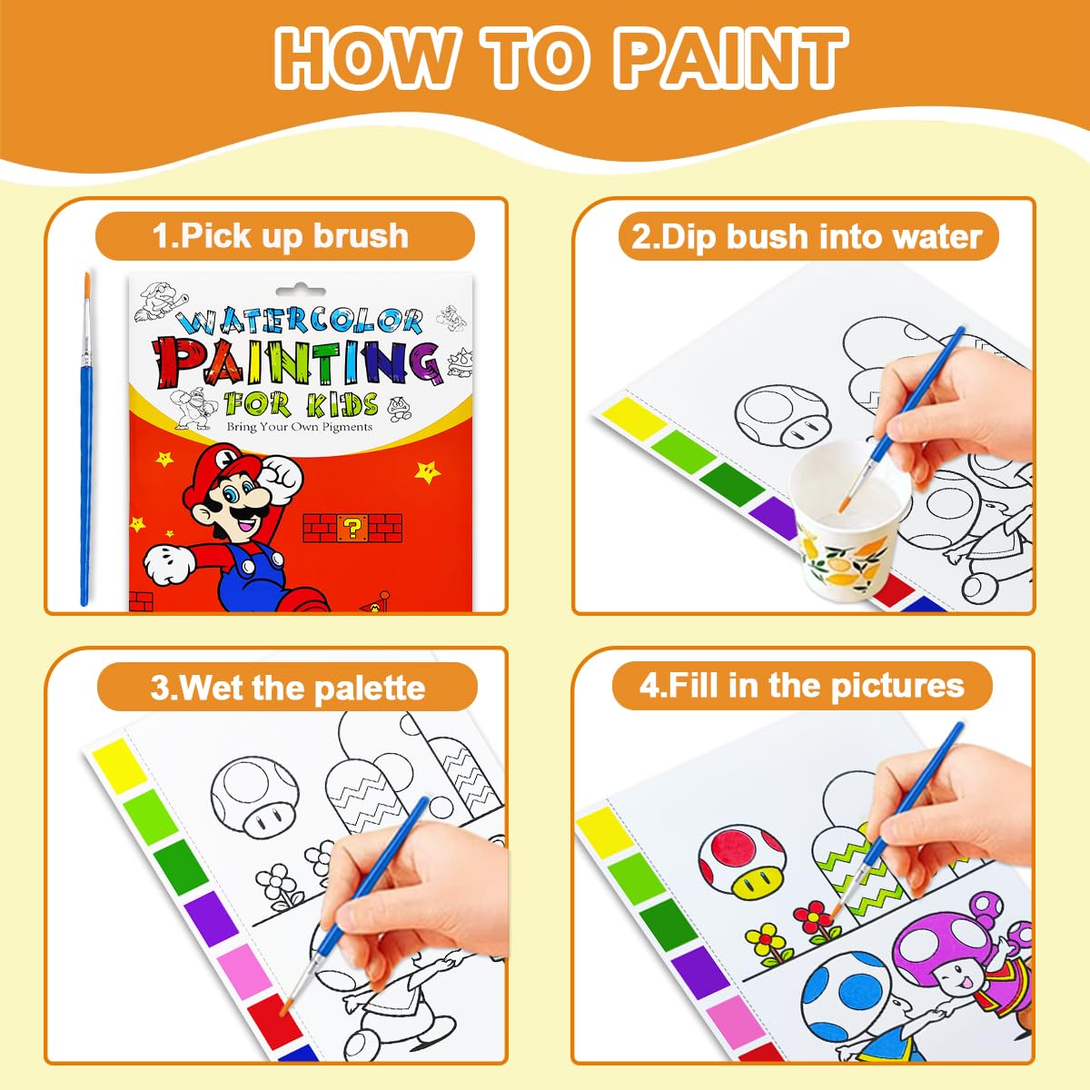 YXOTJHS Watercolor Coloring Book – Mess-Free Paint with Water Set for Kids 4-8 | Travel & Gift