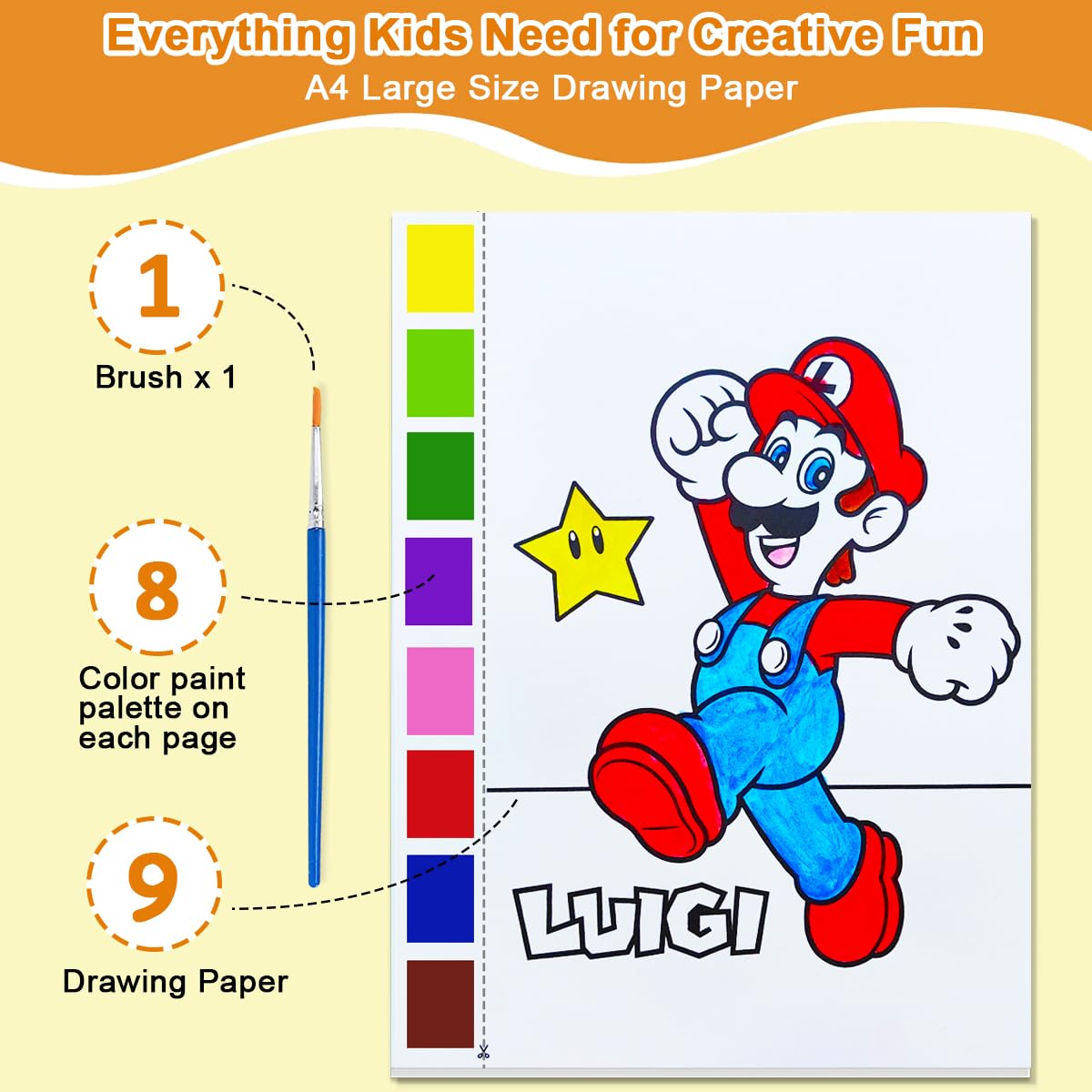 YXOTJHS Watercolor Coloring Book – Mess-Free Paint with Water Set for Kids 4-8 | Travel & Gift