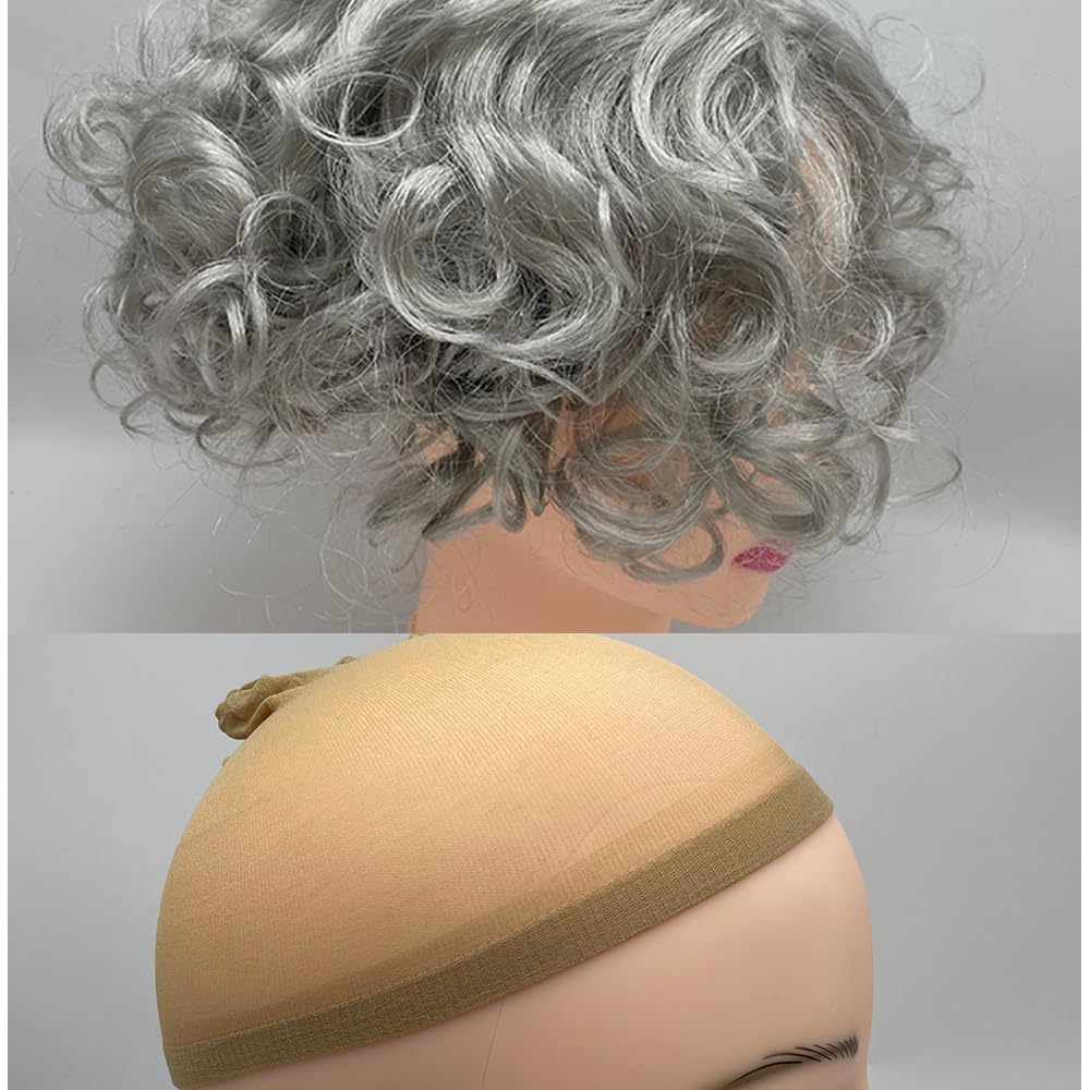 Yxtwaeh 4-Piece Old Lady Wig Costume Set — Gray Wig, Glasses & Accessories