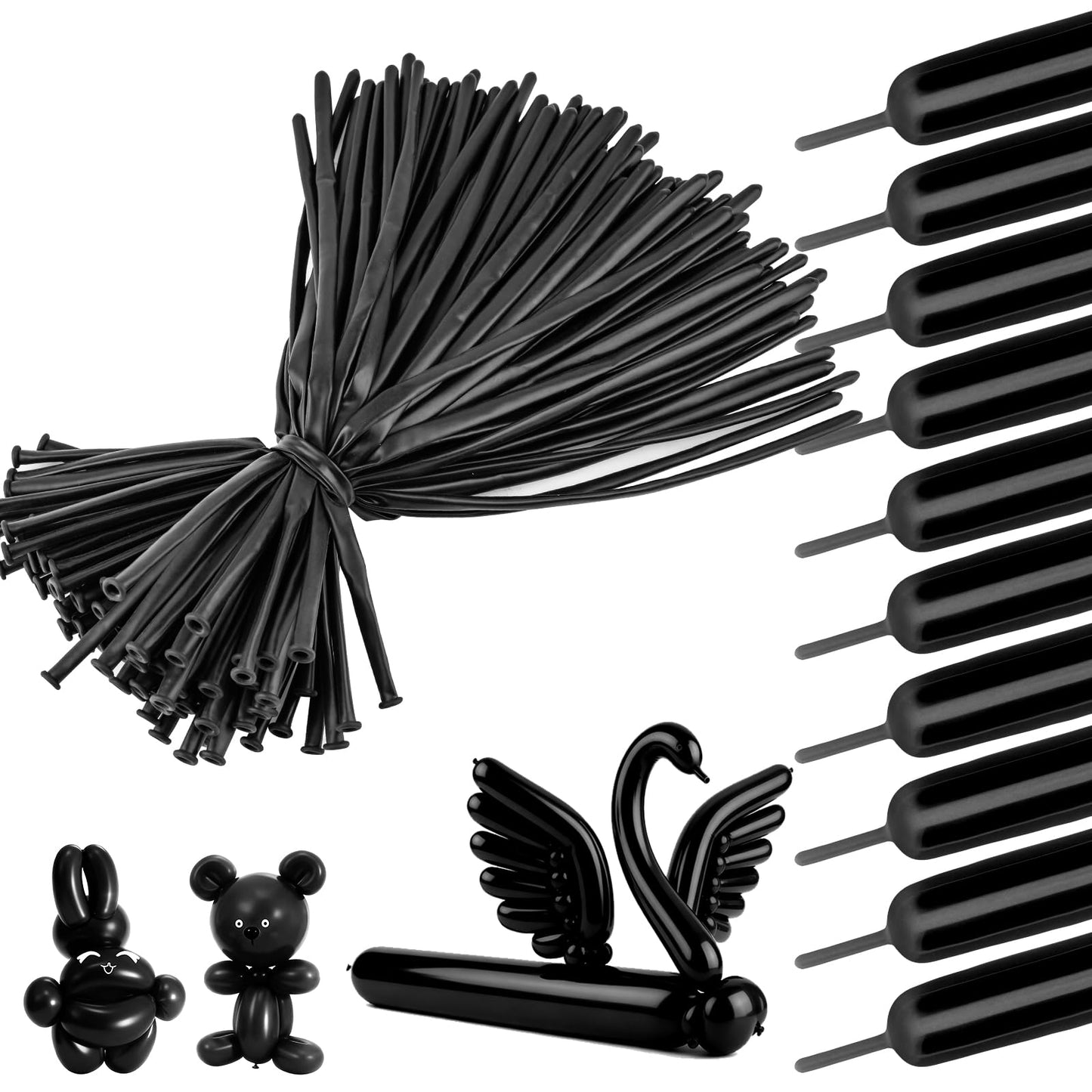 YXYL 260 Balloons Black – Premium Long Skinny Latex Balloons for Animal Twisting & Party Decor