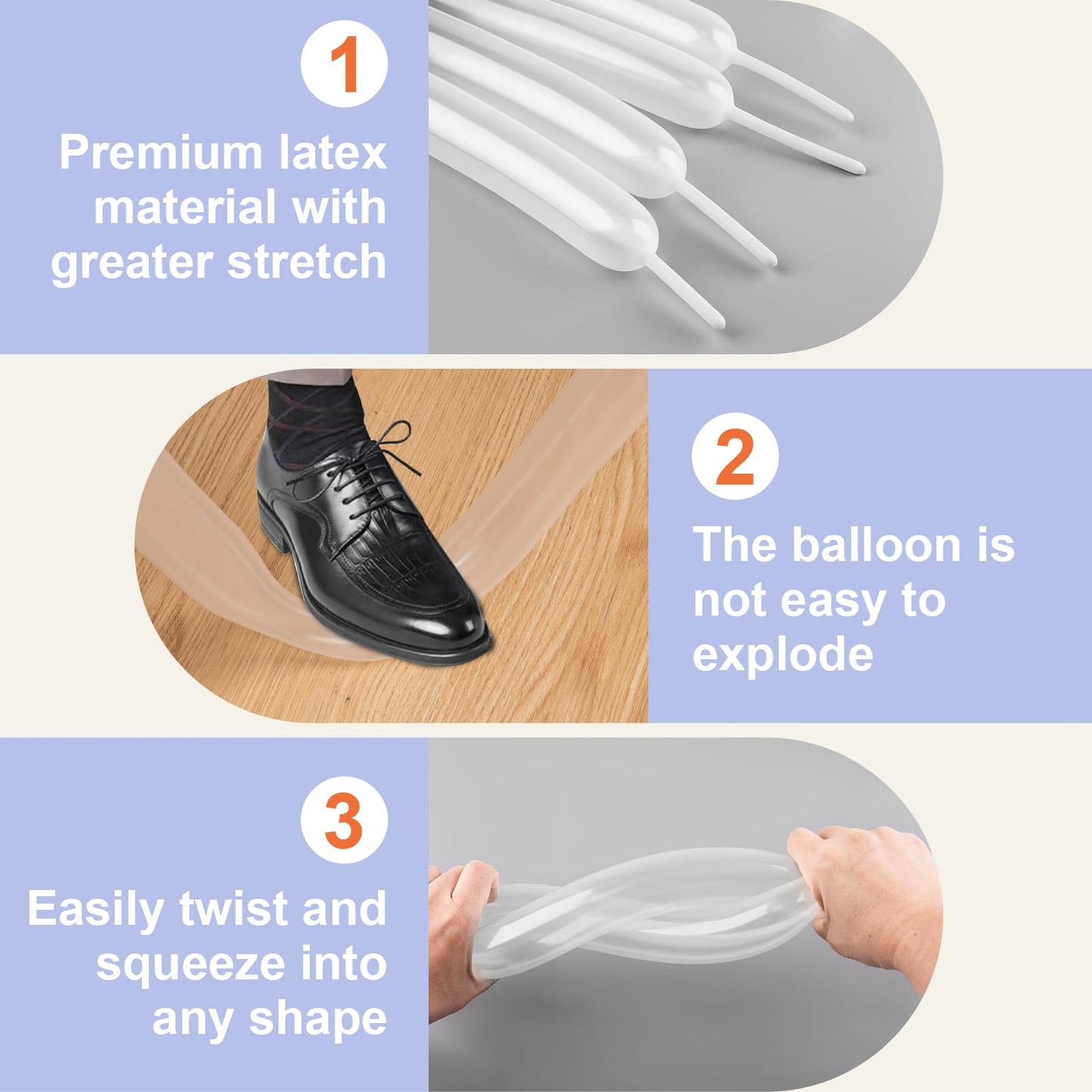 YXYL 260 White Long Balloons – 100 PCS Premium Latex for Animal Twisting & Party Decor