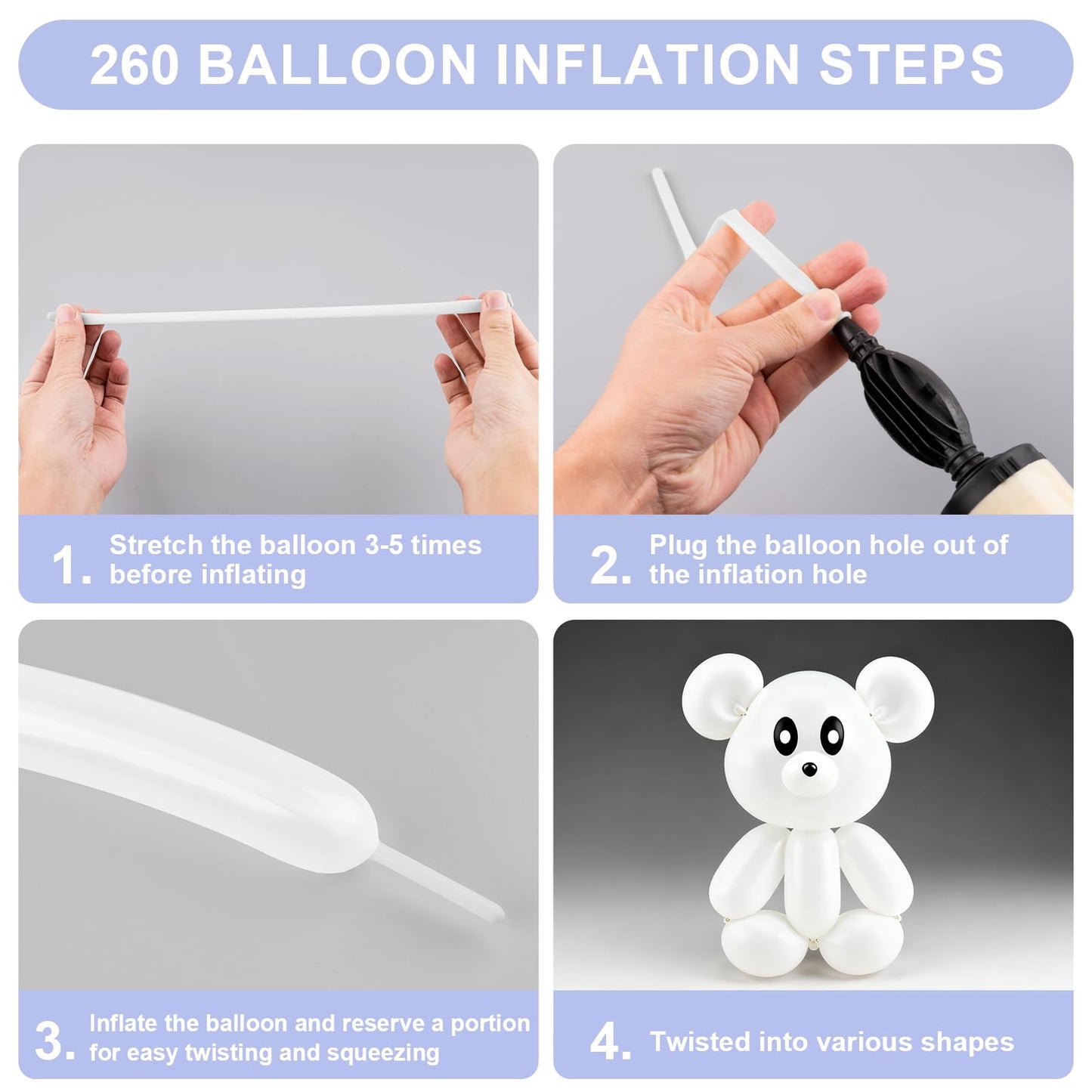 YXYL 260 White Long Balloons – 100 PCS Premium Latex for Animal Twisting & Party Decor