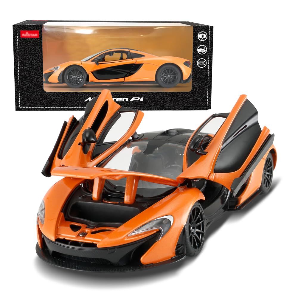 YYC 1:24 Diecast McLaren P1 – Orange Zinc Alloy Model Car with Open Doors & Hood