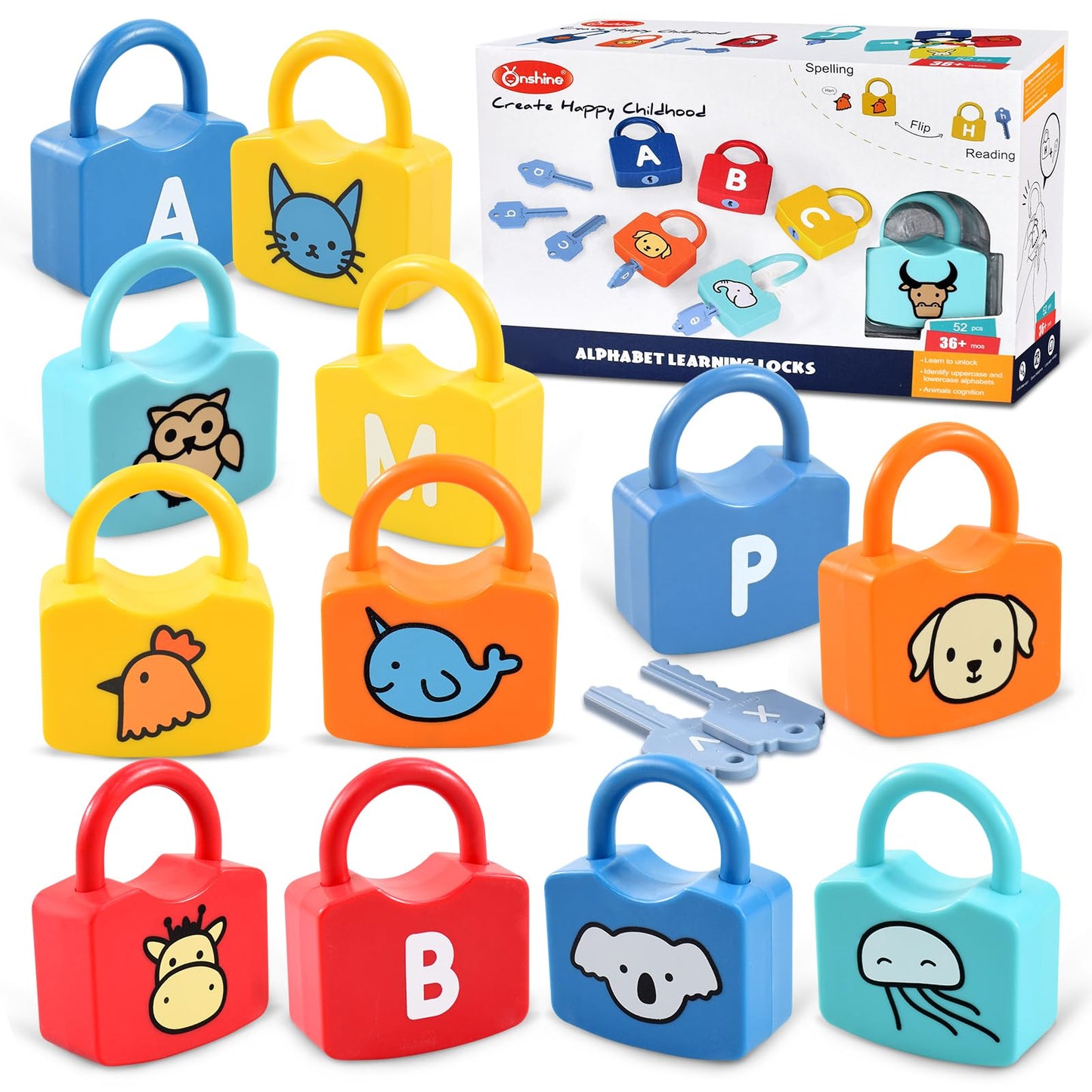YYDeek Alphabet Locks & Keys Toy — Montessori Letter Learning for Toddlers