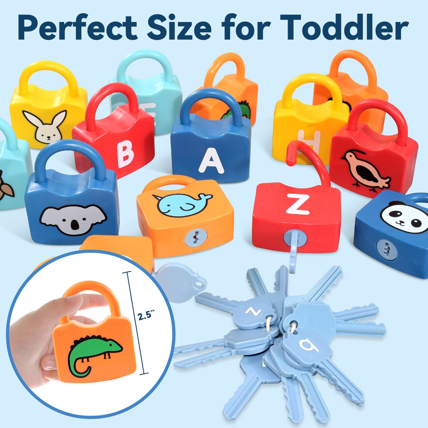 YYDeek Alphabet Locks & Keys Toy — Montessori Letter Learning for Toddlers