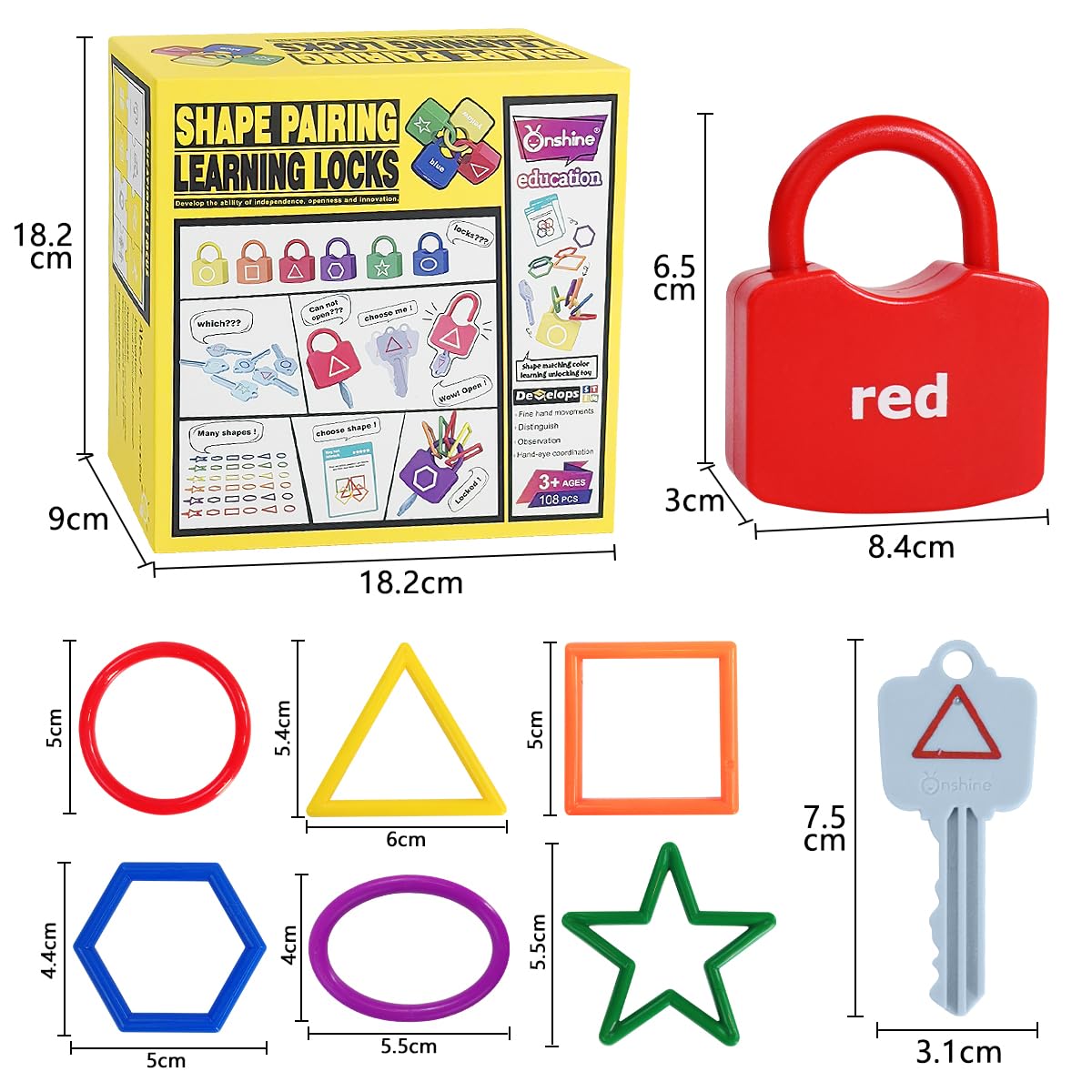 YYDeek Montessori Lock & Key Toy for 3-Year-Olds – Color & Shape Matching