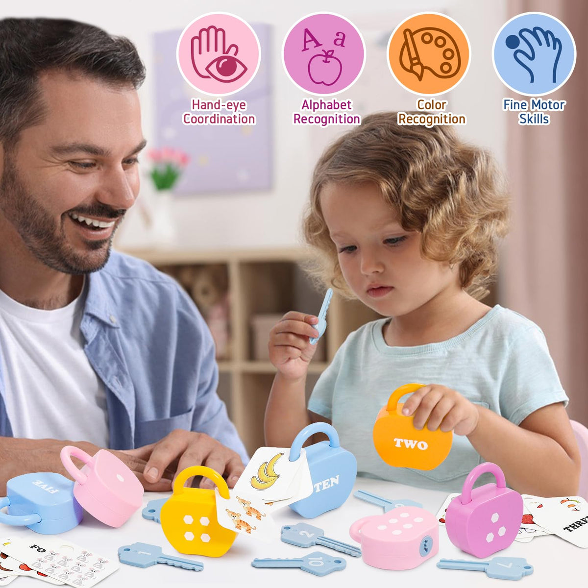 YYDeek Locks & Key Toddler Toys — Montessori Counting & Cause & Effect (Ages 3-5)