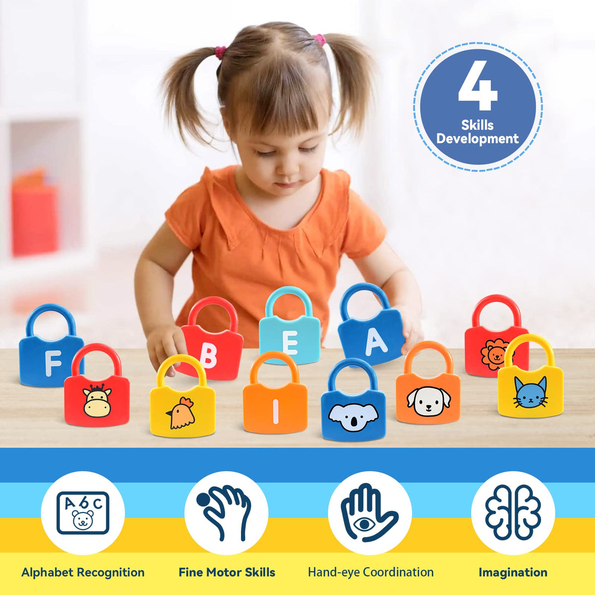 YYDeek Alphabet Locks & Keys Toy — Montessori Letter Learning for Toddlers