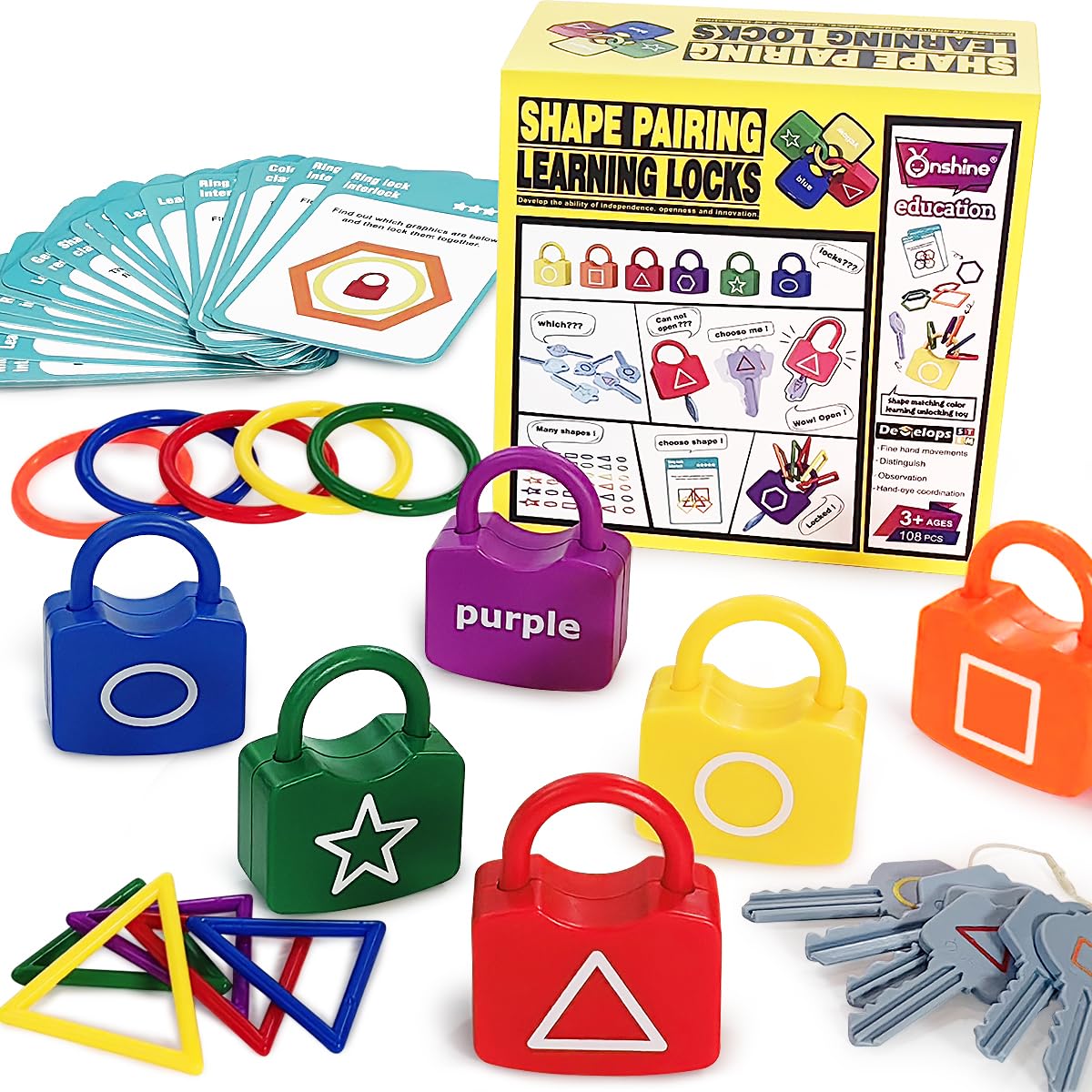 YYDeek Montessori Lock & Key Toy for 3-Year-Olds – Color & Shape Matching