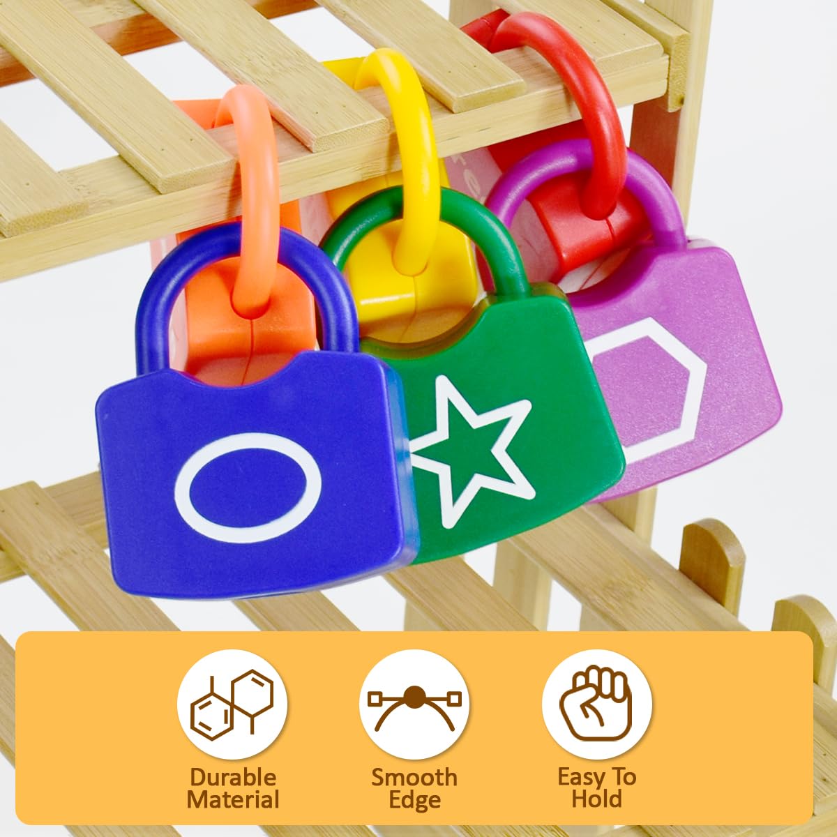 YYDeek Montessori Lock & Key Toy for 3-Year-Olds – Color & Shape Matching