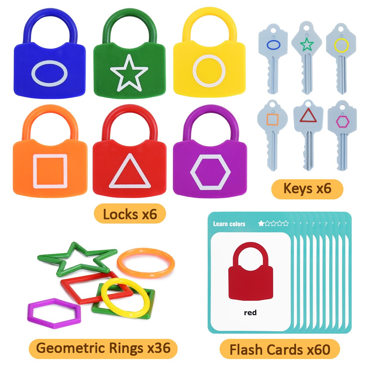 YYDeek Montessori Lock & Key Toy for 3-Year-Olds – Color & Shape Matching