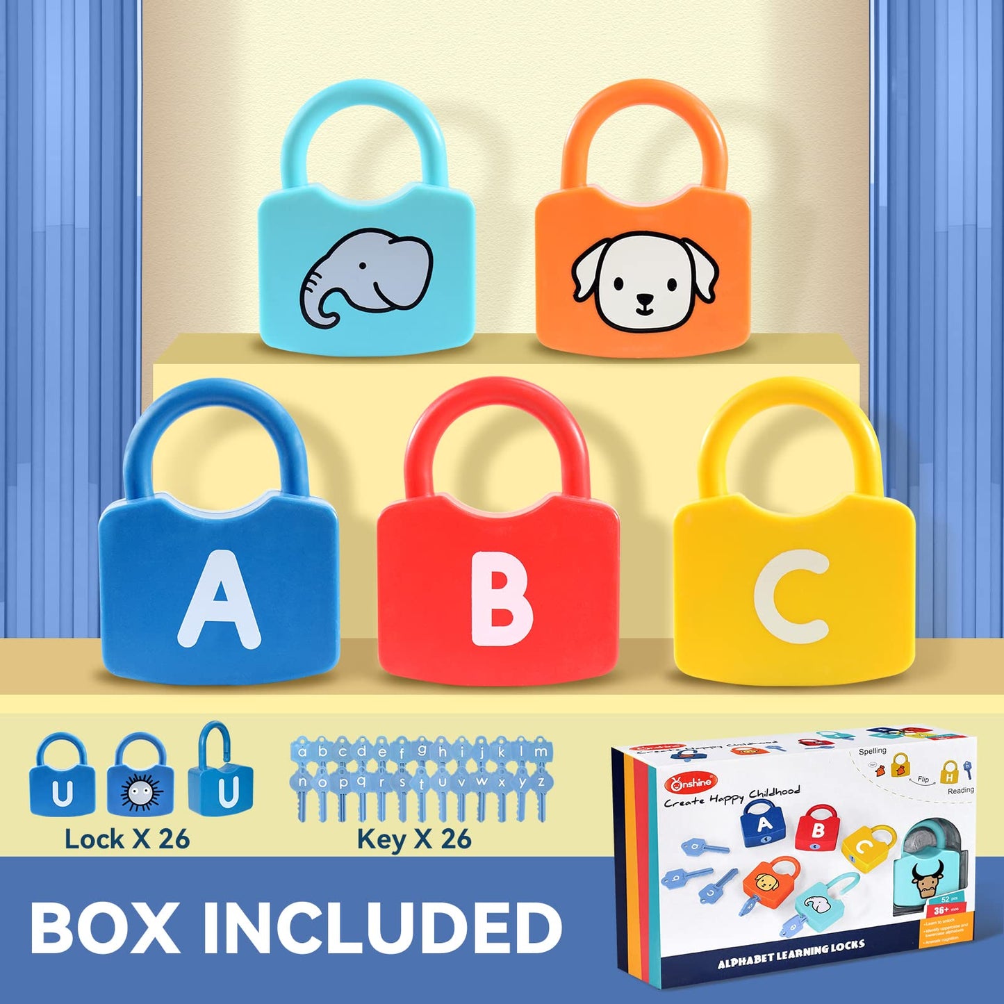 YYDeek Alphabet Locks & Keys Toy — Montessori Letter Learning for Toddlers