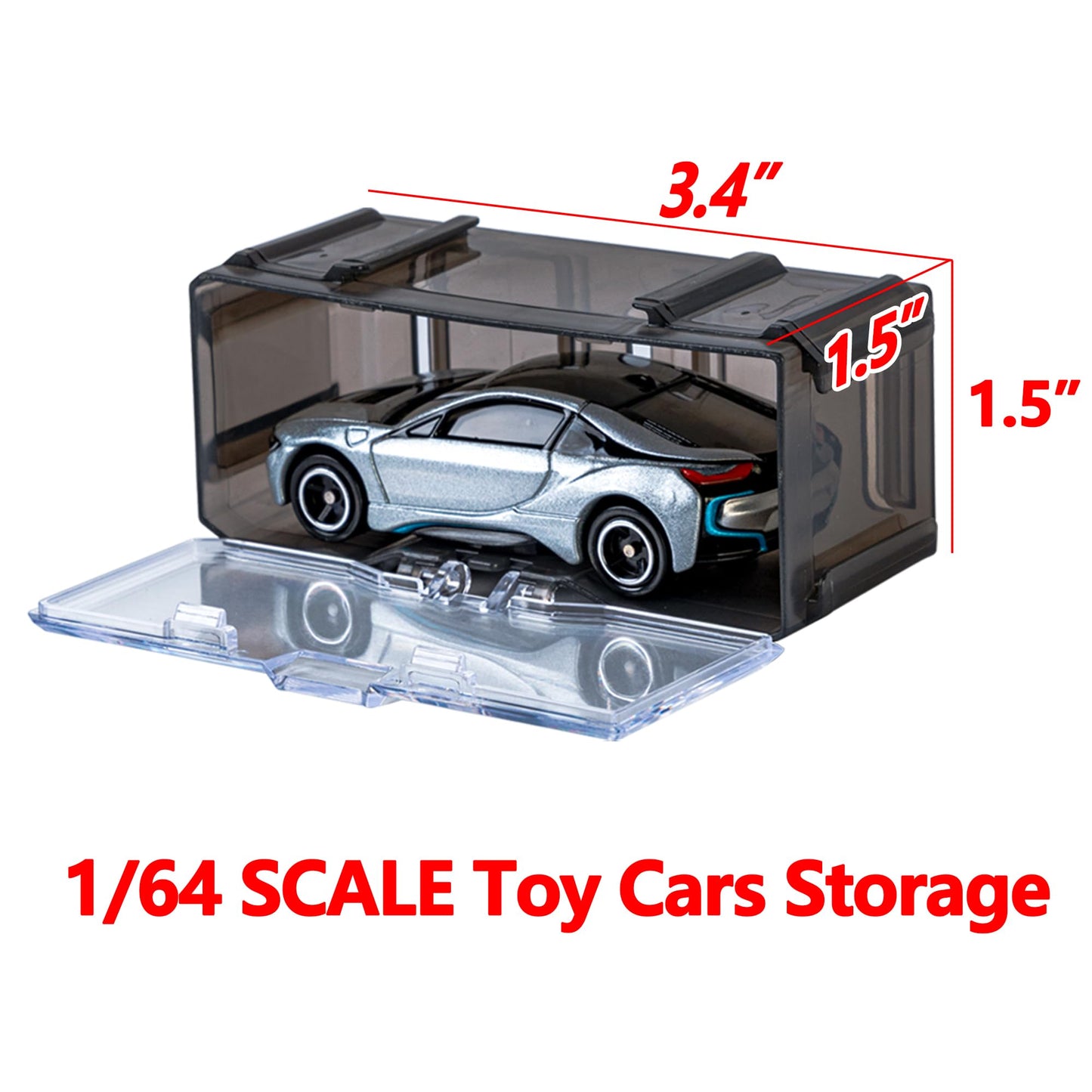 YYDS Toys Organizer: Interlocking 1/64 Scale Car Display Case – Holds 10–40 Cars, Black