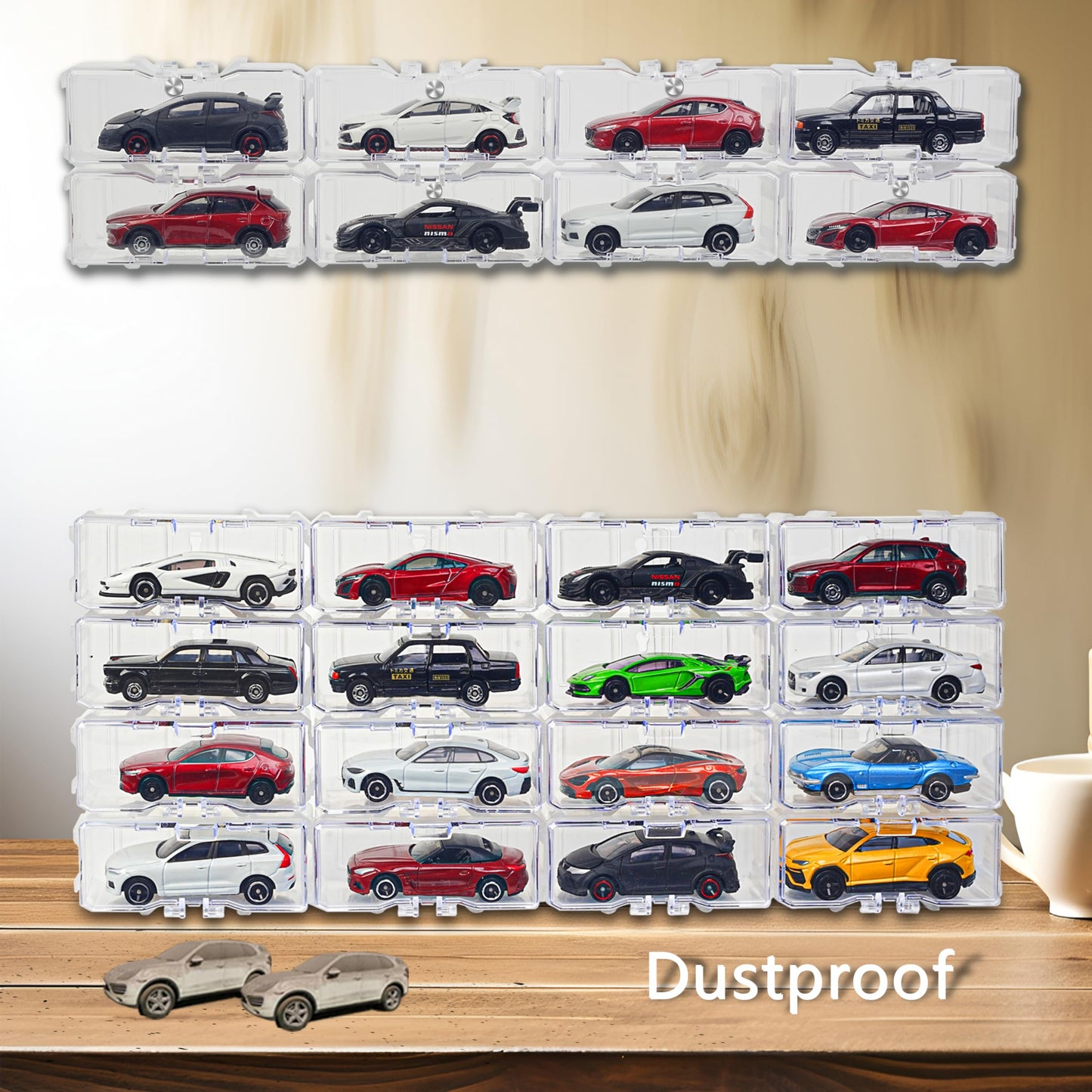 YYDS Toys Organizer Case for 1/64 Cars – Interlocking Display, Holds 10–40 Cars (White)