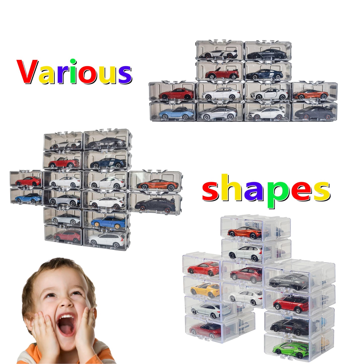 YYDS Toys Organizer Case for 1/64 Cars – Interlocking Display, Holds 10–40 Cars (White)