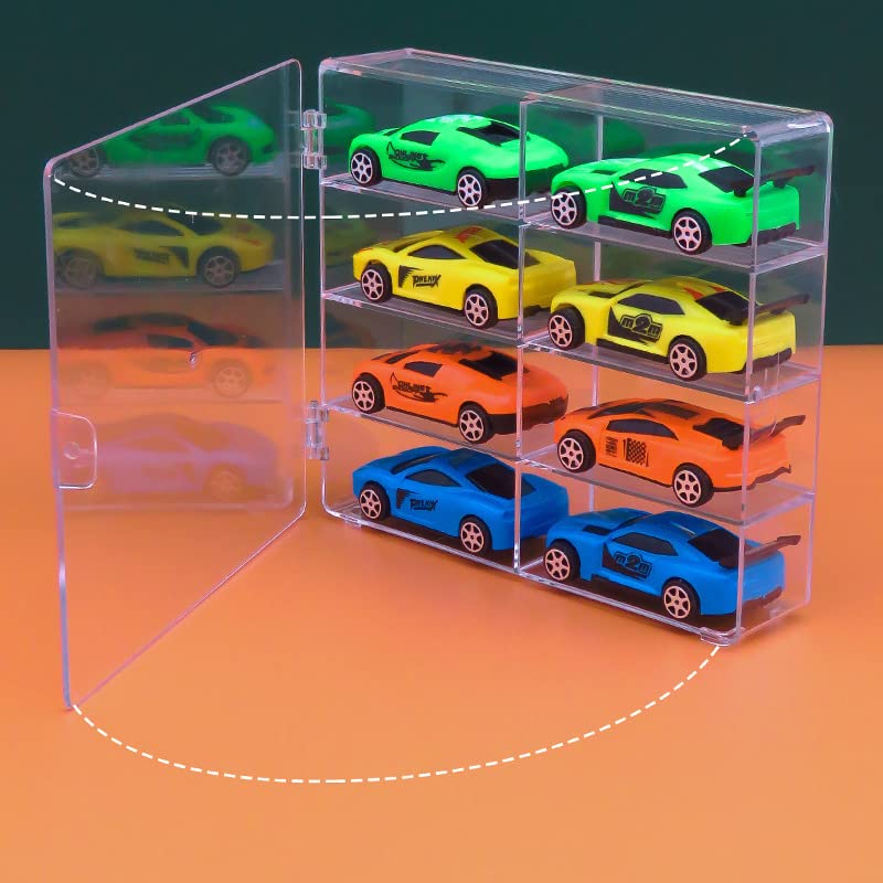 YYDS Hot 1/64 Scale Display Case – 4-Pack, Dustproof Clear Box Holds 32 Cars (6.5 x 7.5 x 1.6 in)