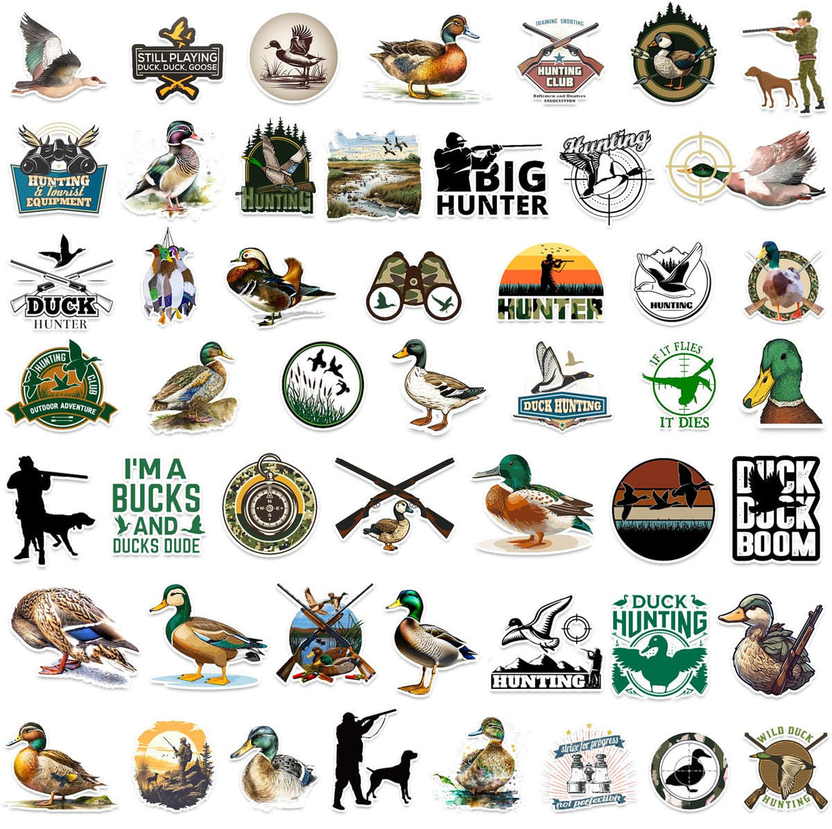 YYMYMGJ 100Pcs Duck Hunting Stickers – Camo Vinyl Waterproof Decals for Water Bottle, Laptop, Helmet