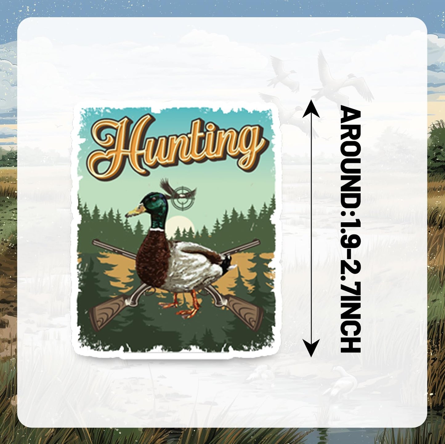 YYMYMGJ 100Pcs Duck Hunting Stickers – Camo Vinyl Waterproof Decals for Water Bottle, Laptop, Helmet