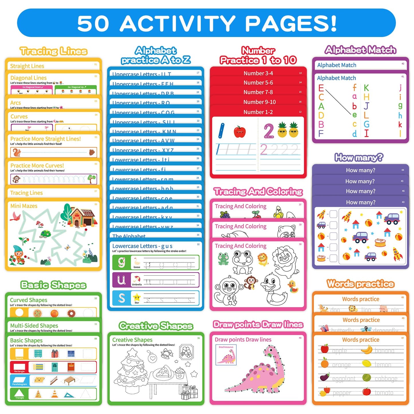 YySiRui Preschool Learning Activities Kit – Tracing Books for Kids 3+