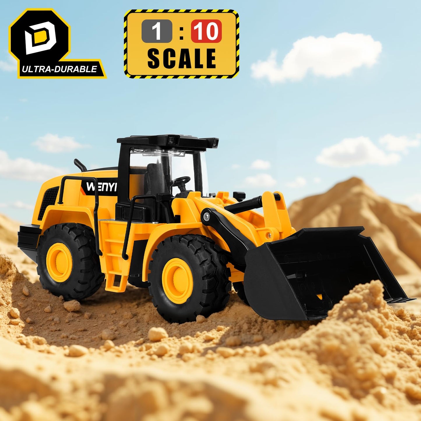 YySiRui Bulldozer Toy 16-Inch Front Loader – Lights, Sounds, Real Moving Arm & Bucket