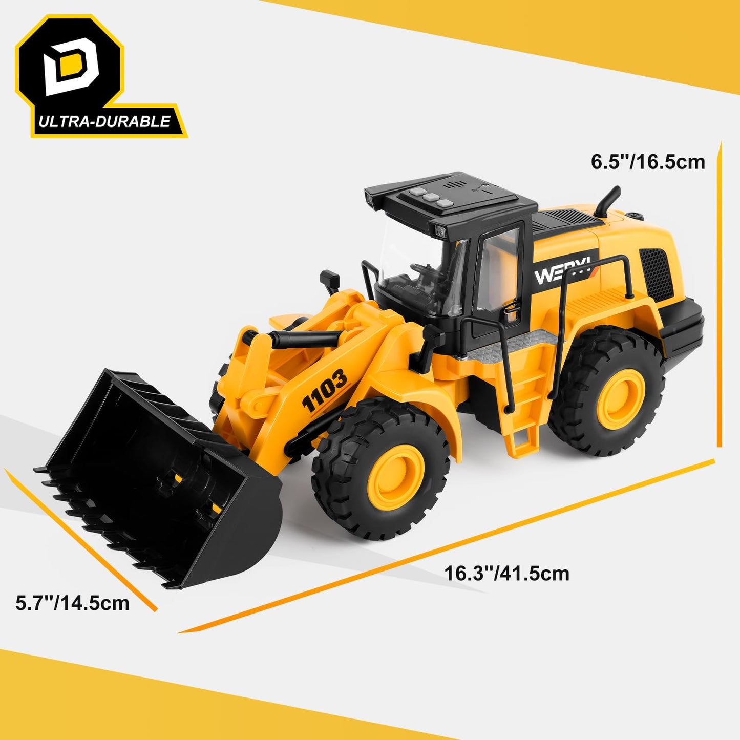 YySiRui Bulldozer Toy 16-Inch Front Loader – Lights, Sounds, Real Moving Arm & Bucket