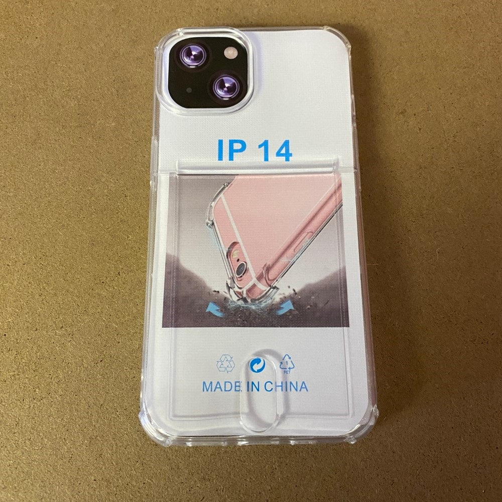 Soft TPU Clear Case With Card Slot - For iPhone 14