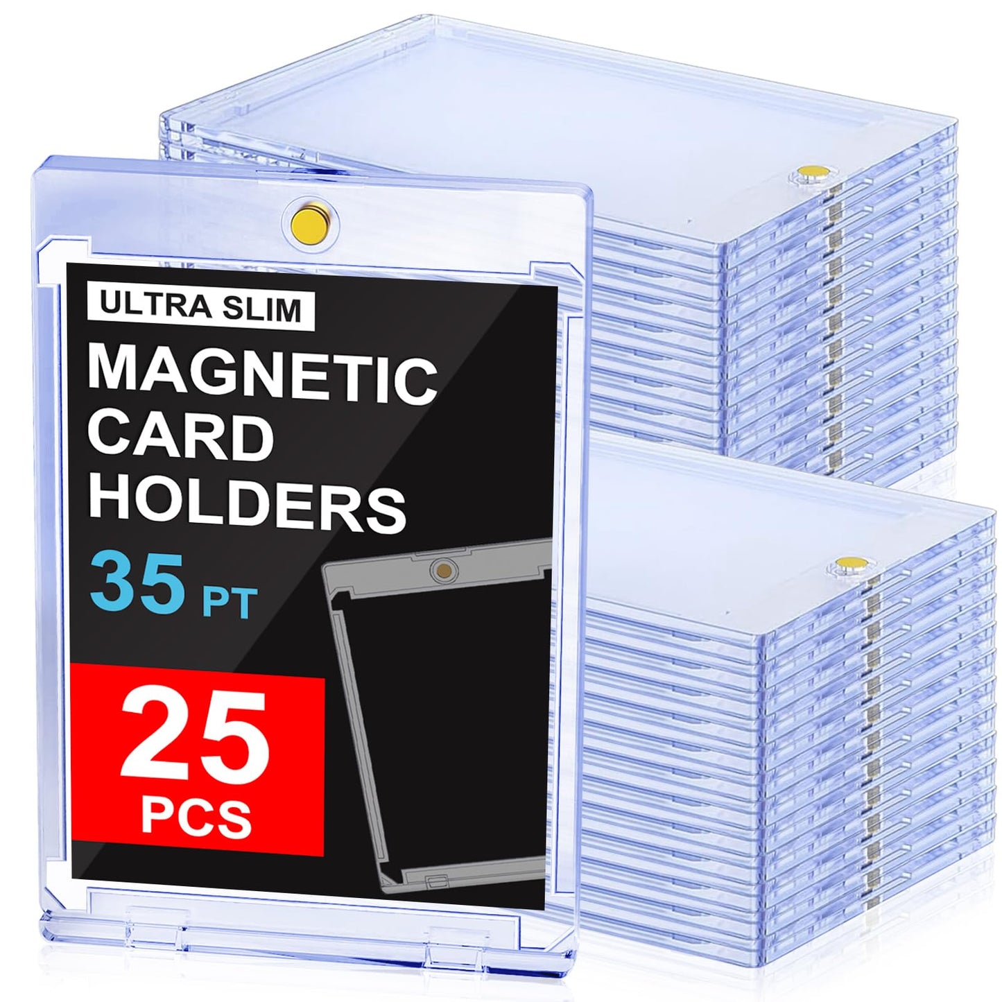 YZtree 25ct Magnetic Card Holders – 35pt UV-Protection Hard Case for 2.5x3.5 Cards