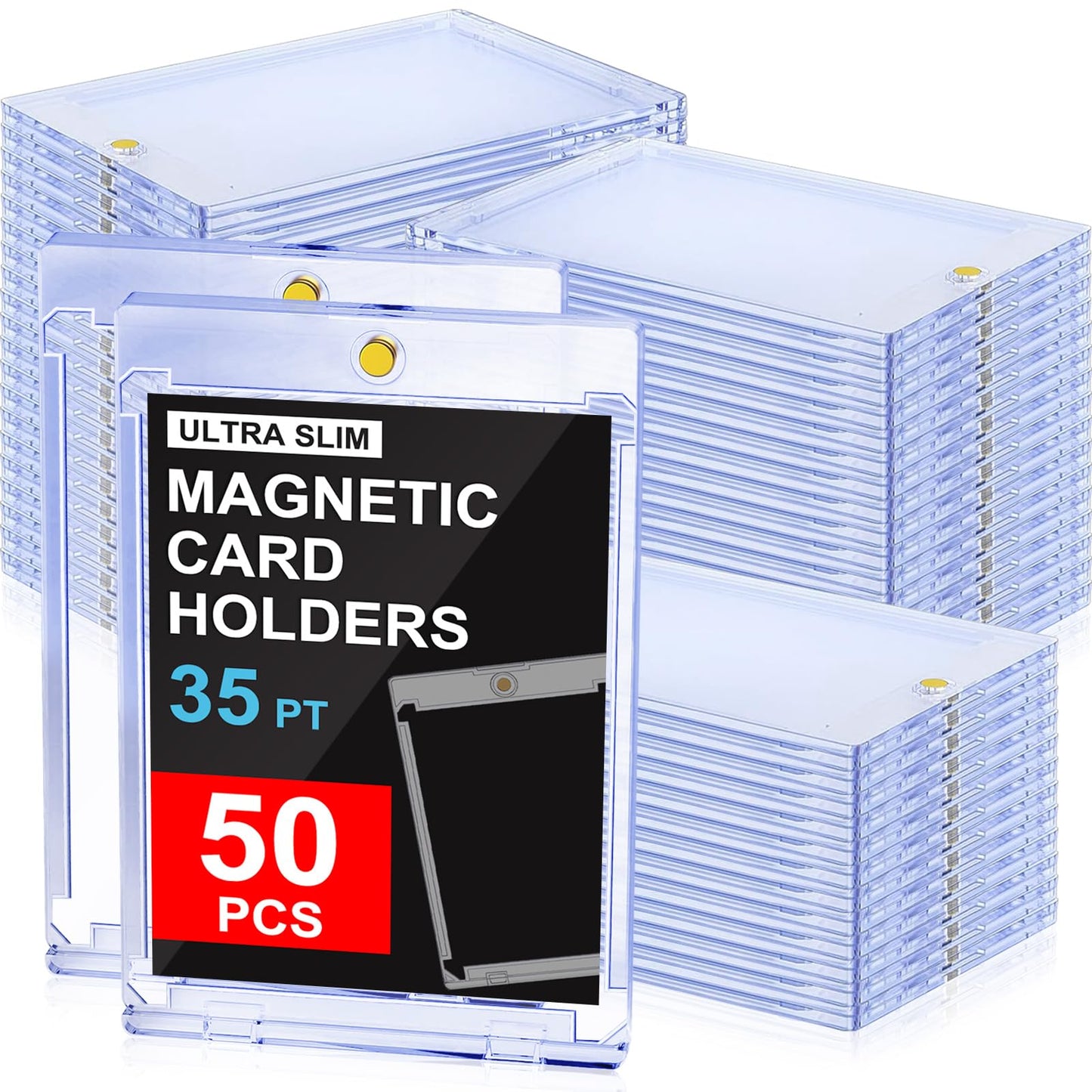 YZtree 50ct Magnetic Card Holders — 35pt One-Touch Case for Trading Cards, UV Protection