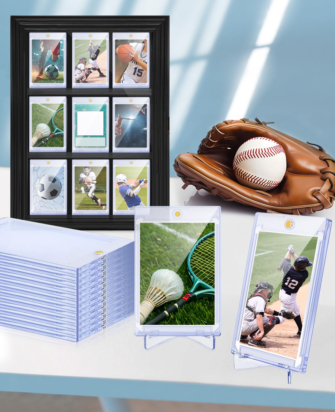 YZtree 25ct Magnetic Card Holders – 35pt UV-Protection Hard Case for 2.5x3.5 Cards