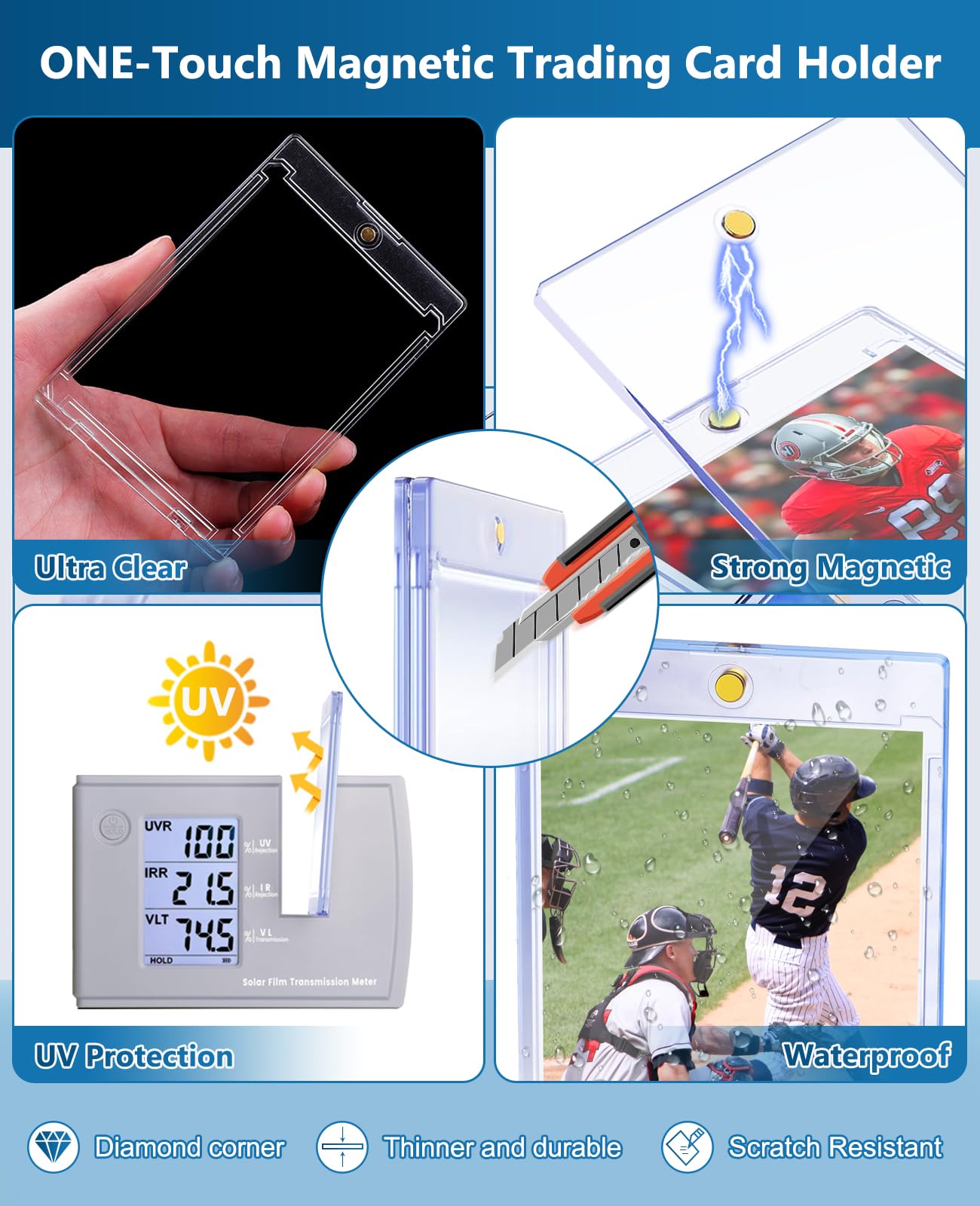 YZtree 25ct Magnetic Card Holders – 35pt UV-Protection Hard Case for 2.5x3.5 Cards