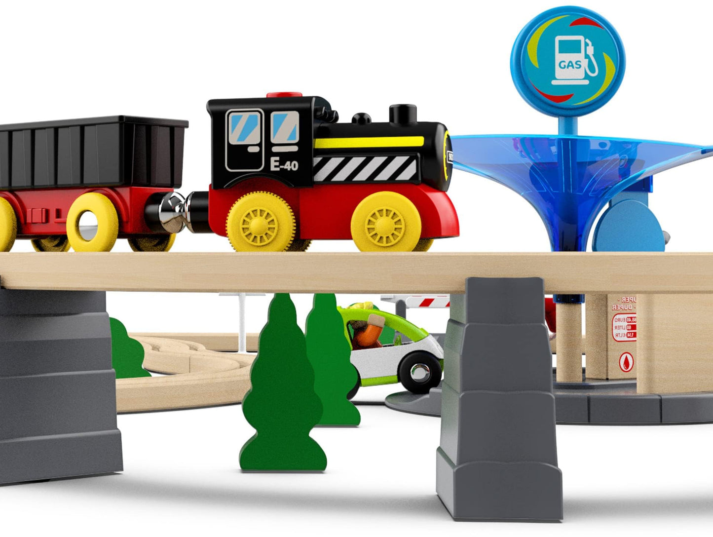 Z MAYABBO Battery Operated Locomotive Train – Magnetic, Motorized Wooden Track Toy (Thomas/Brio Compatible)